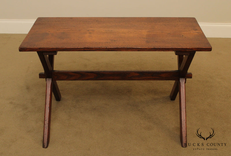 Antique Youth Size Oak Sawbuck Dining Farm Table with Benches