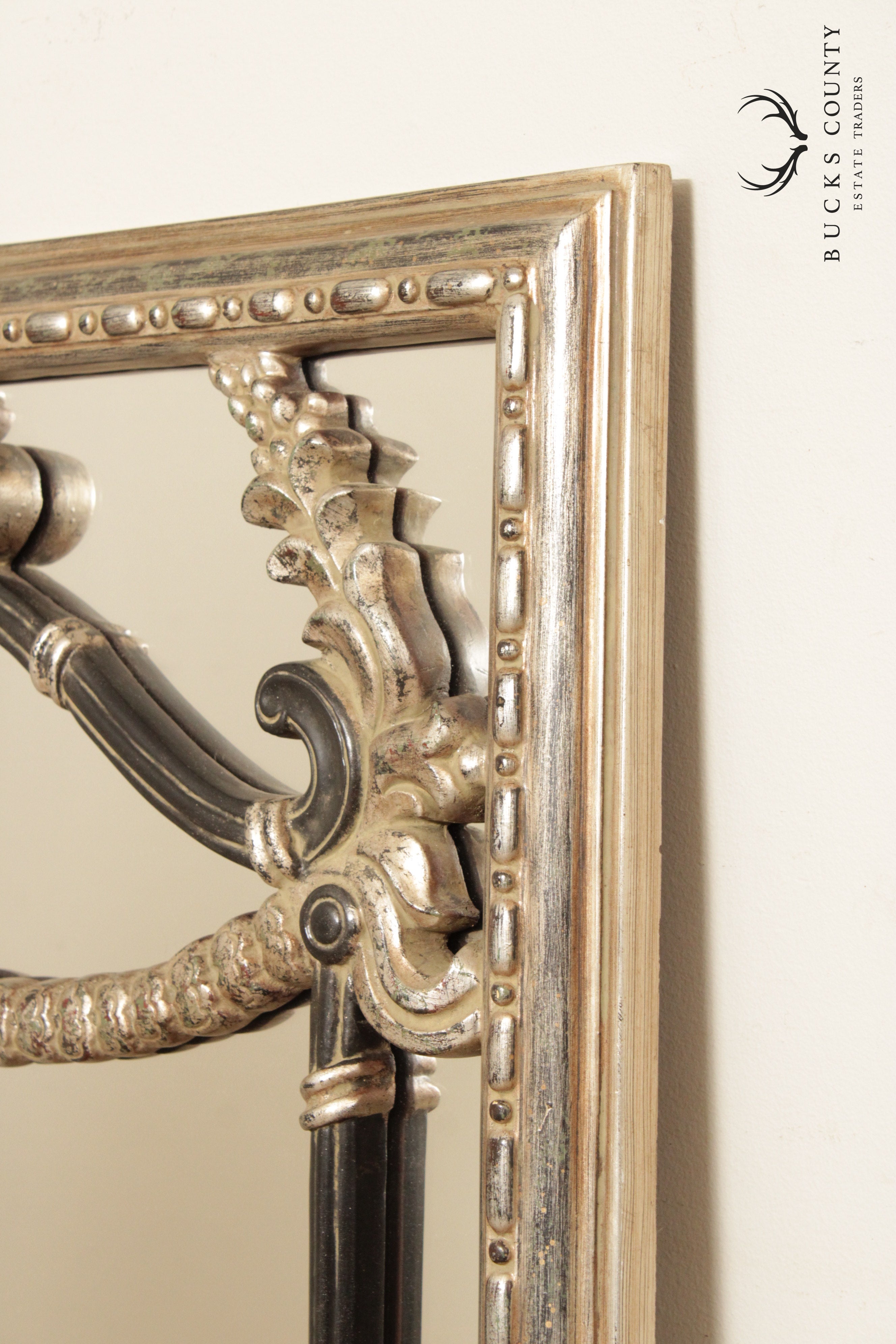 French Louis XV Style Silver Gilt Wall Mirror