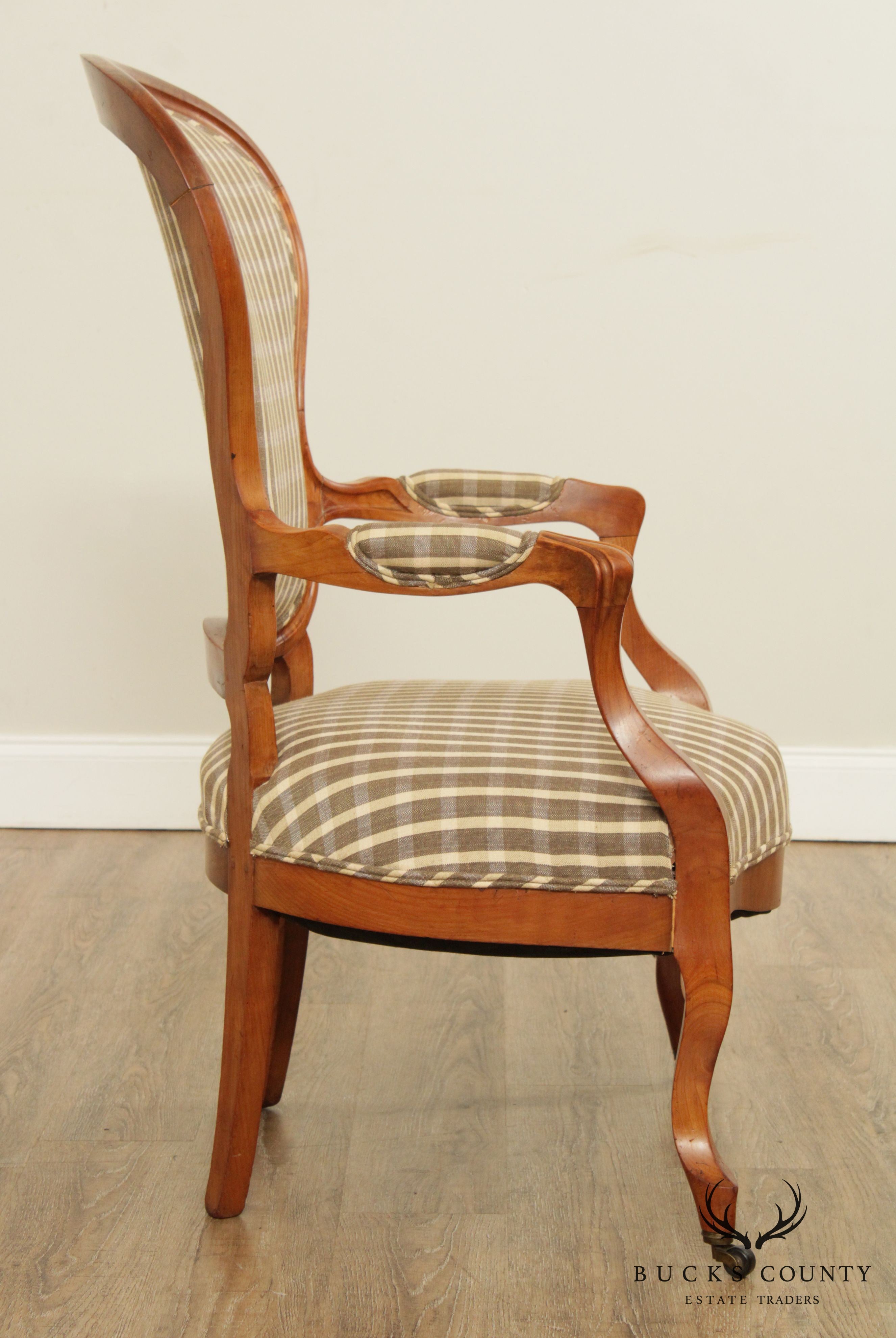 Antique Italian Walnut Spoon Back Armchair