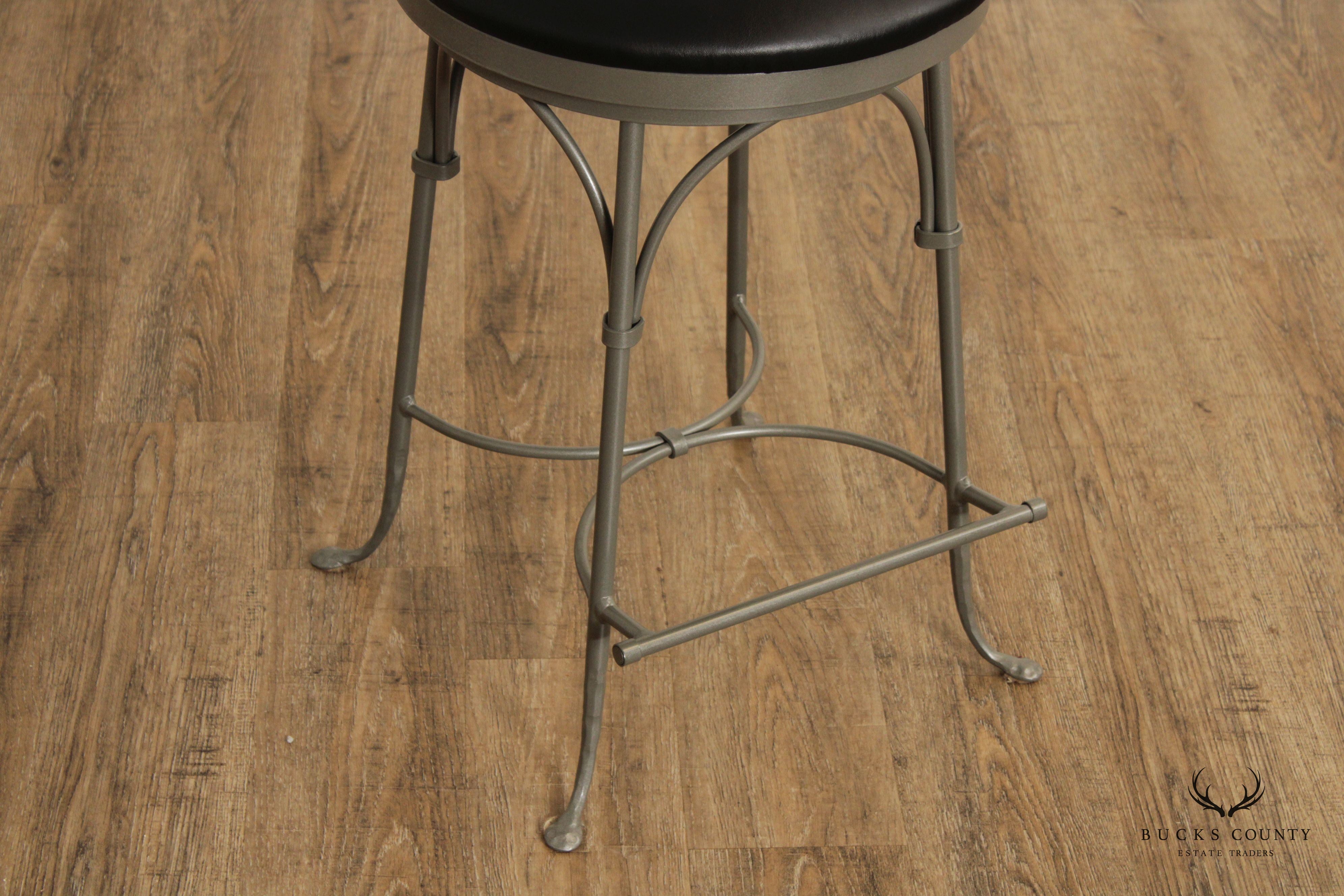 CHARLESTON FORGE PAIR OF WROUGHT IRON SWIVEL COUNTER BAR STOOLS