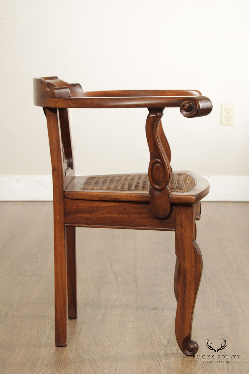 Anglo Indian Padauk Wood Cane Seat Armchair
