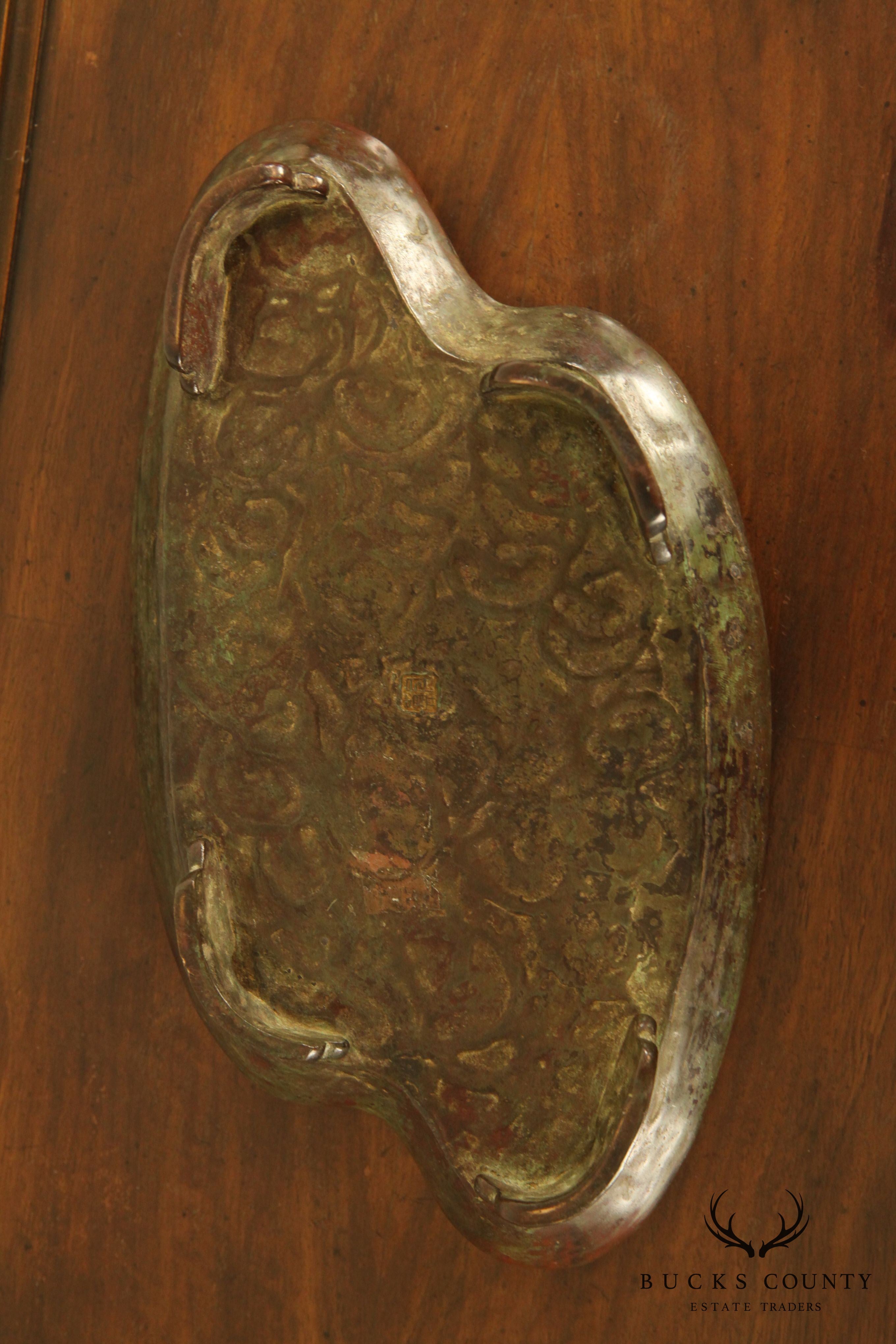 Painted Bronze Pond Form Censer with Frog and Lotus Blossom