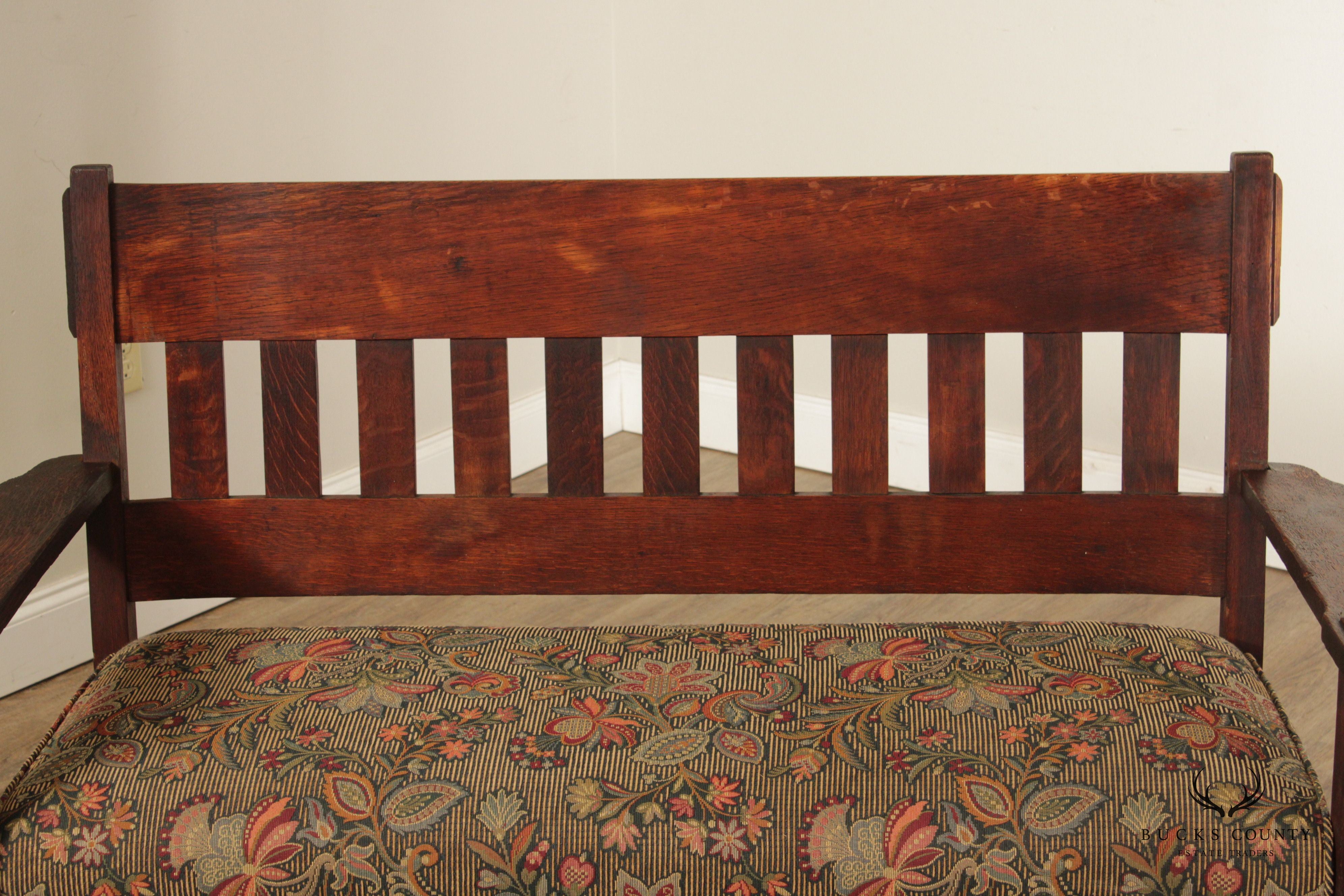 Antique Arts & Crafts Mission Oak Settee