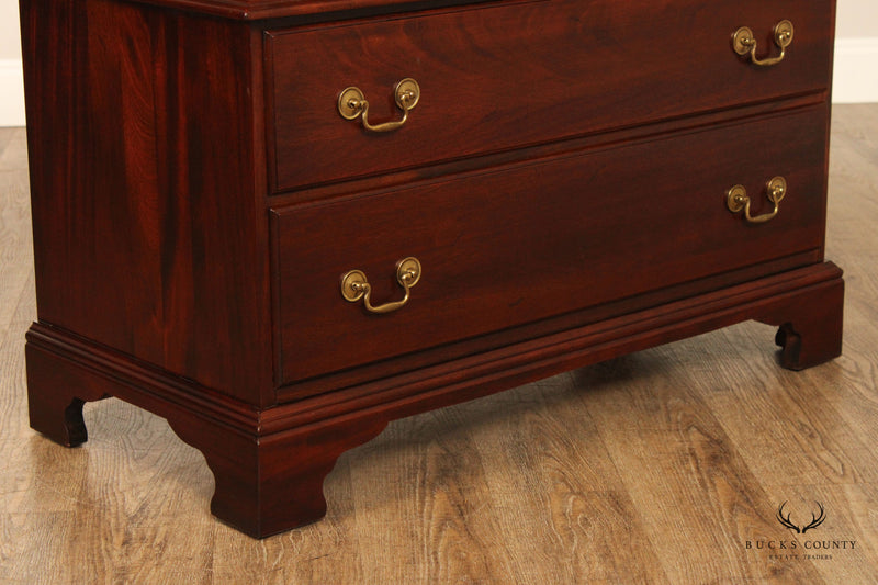Crescent Chippendale Style Solid Mahogany Chest on Chest