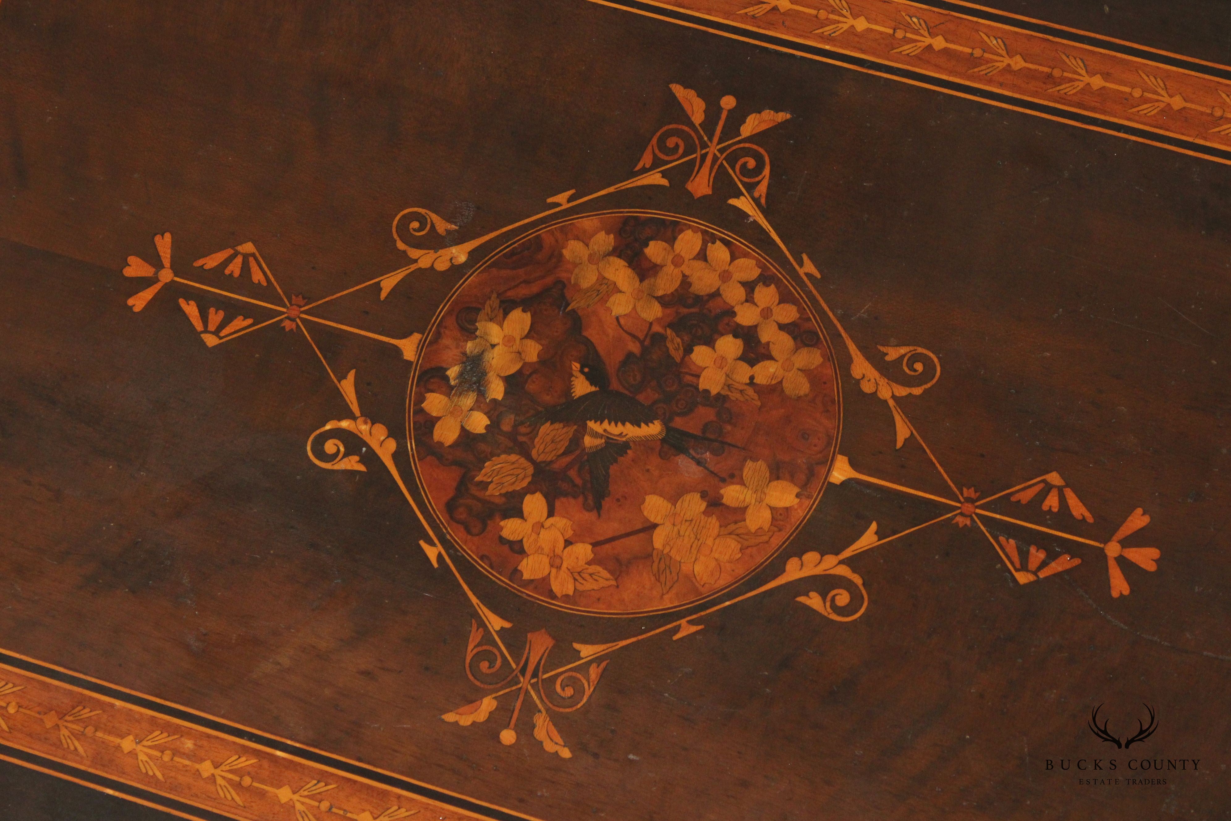 Queen Anne Style Marquetry Inlaid Side Tea Table