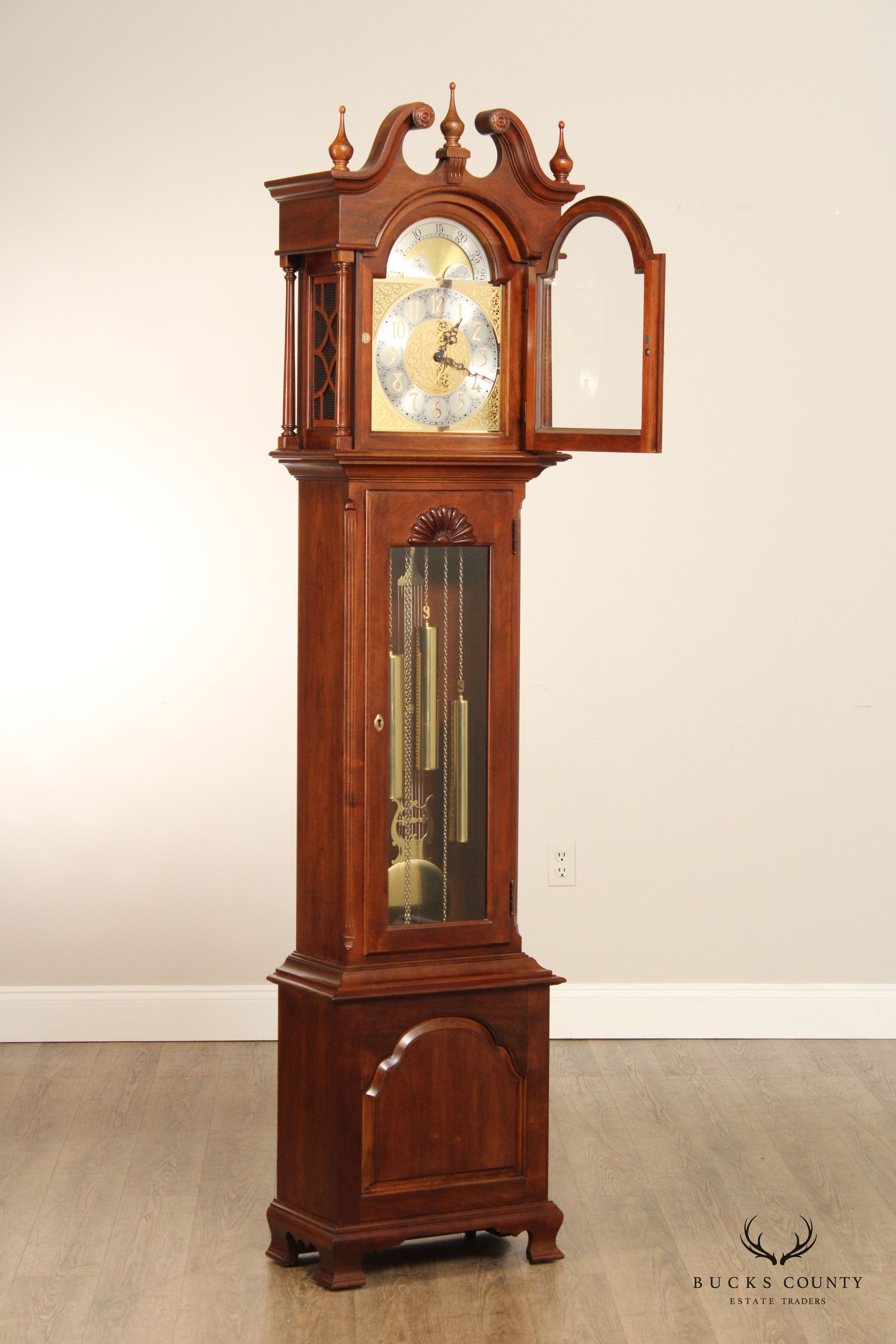 Ethan Allen Chippendale Style Cherry Grandfather Clock