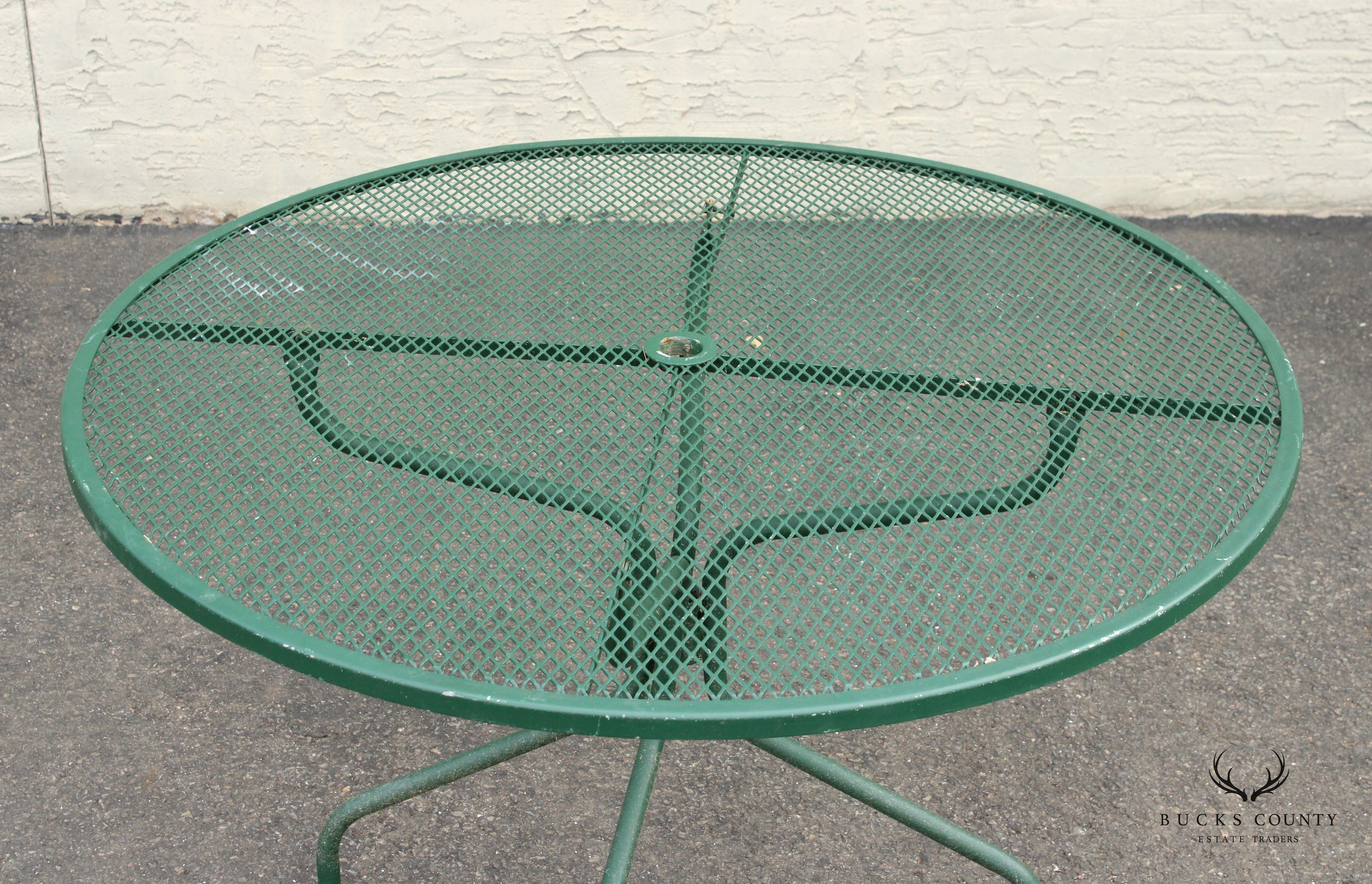 Mid Century Modern Wrought Iron Round Outdoor Patio Dining Table