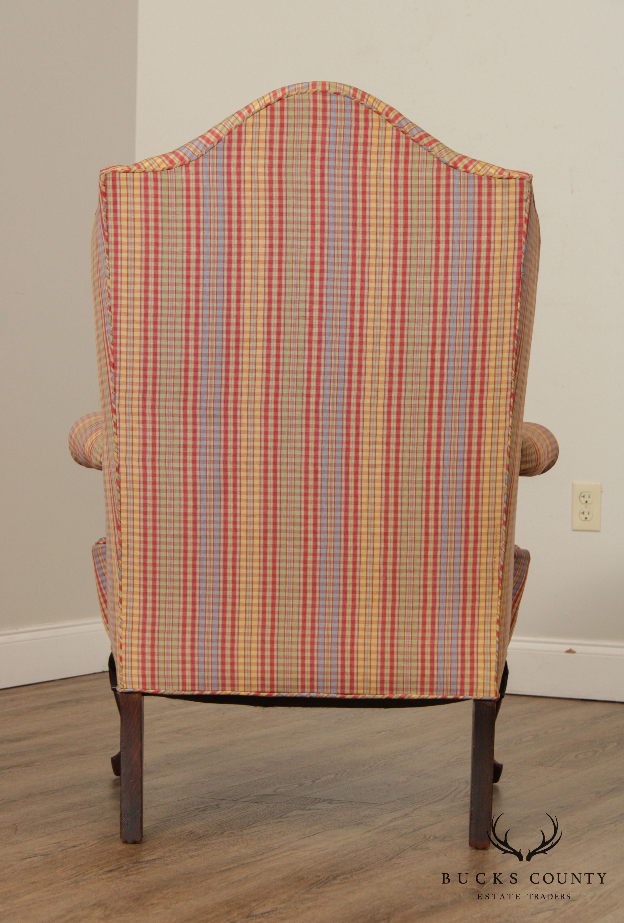 Queen Anne Style Vintage Mahogany Wing Chair