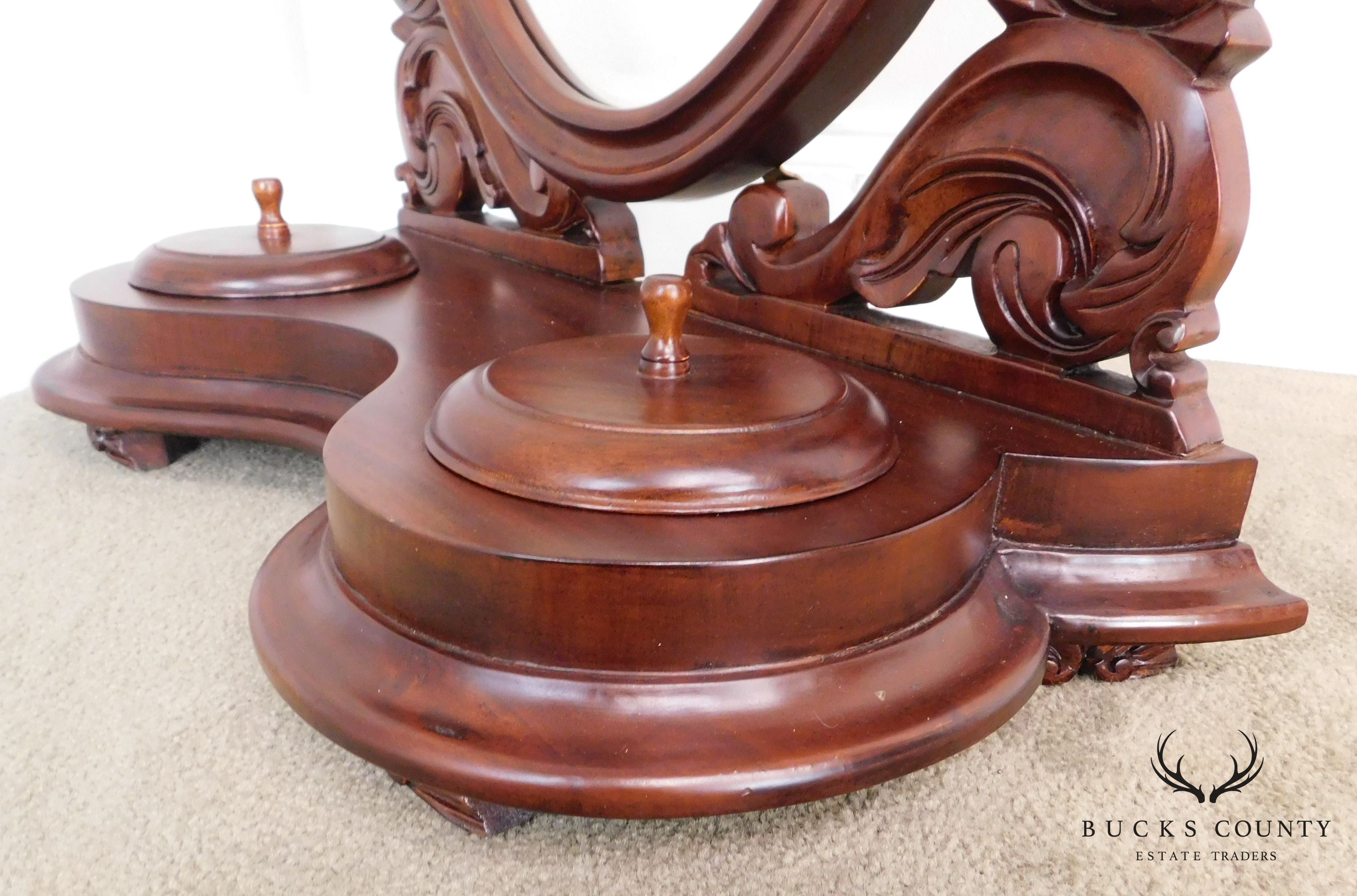 Victorian Style Solid Mahogany Shaving Mirror