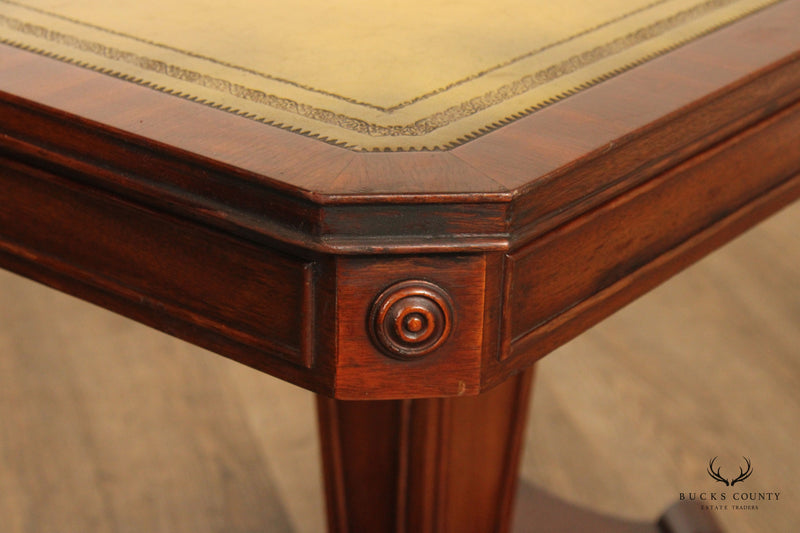 English Regency Style Pair of Leather Top Card Tables