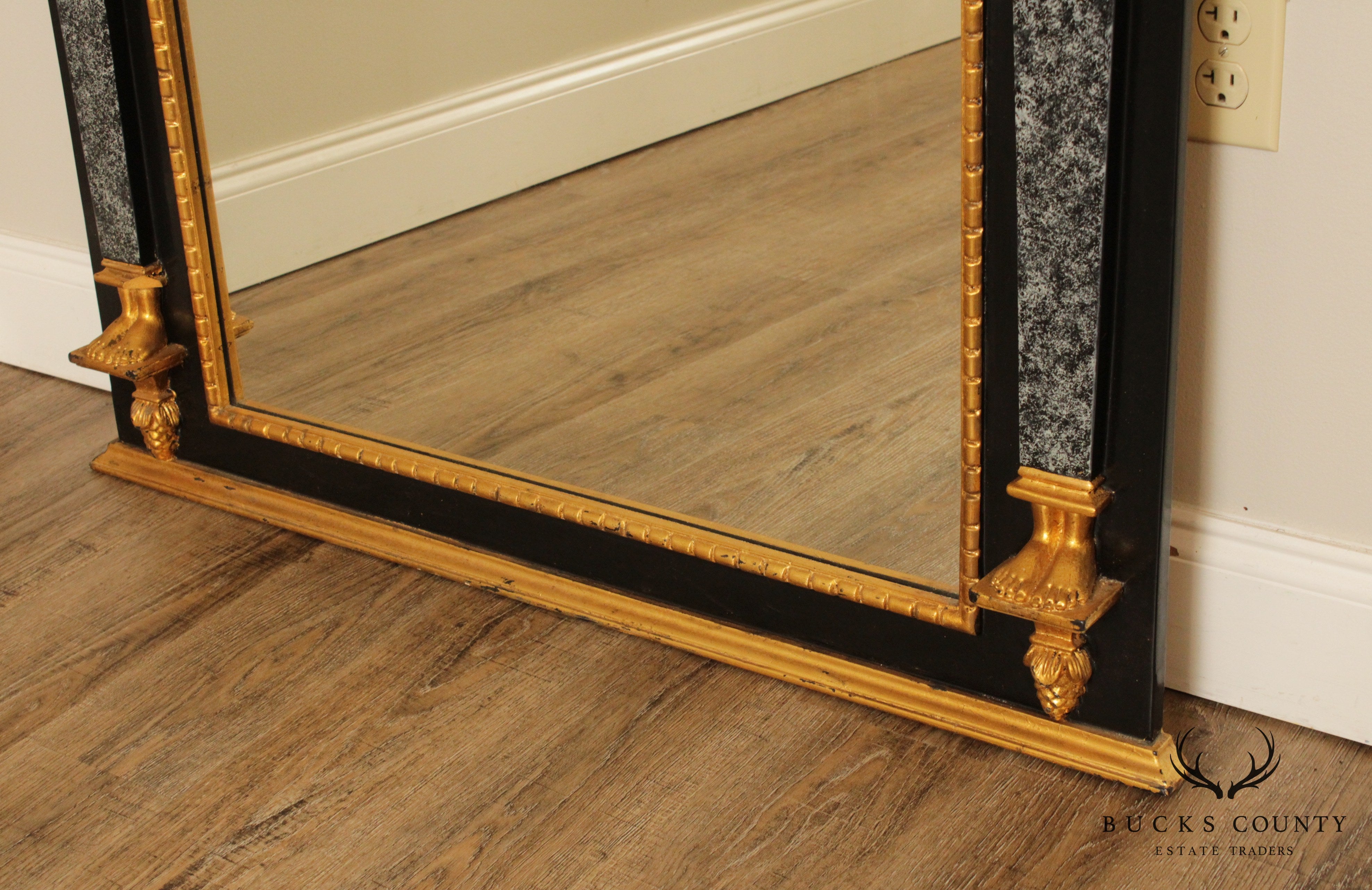 Neo-Classical Egyptian Revival Style Partial Gilt Wall Mirror