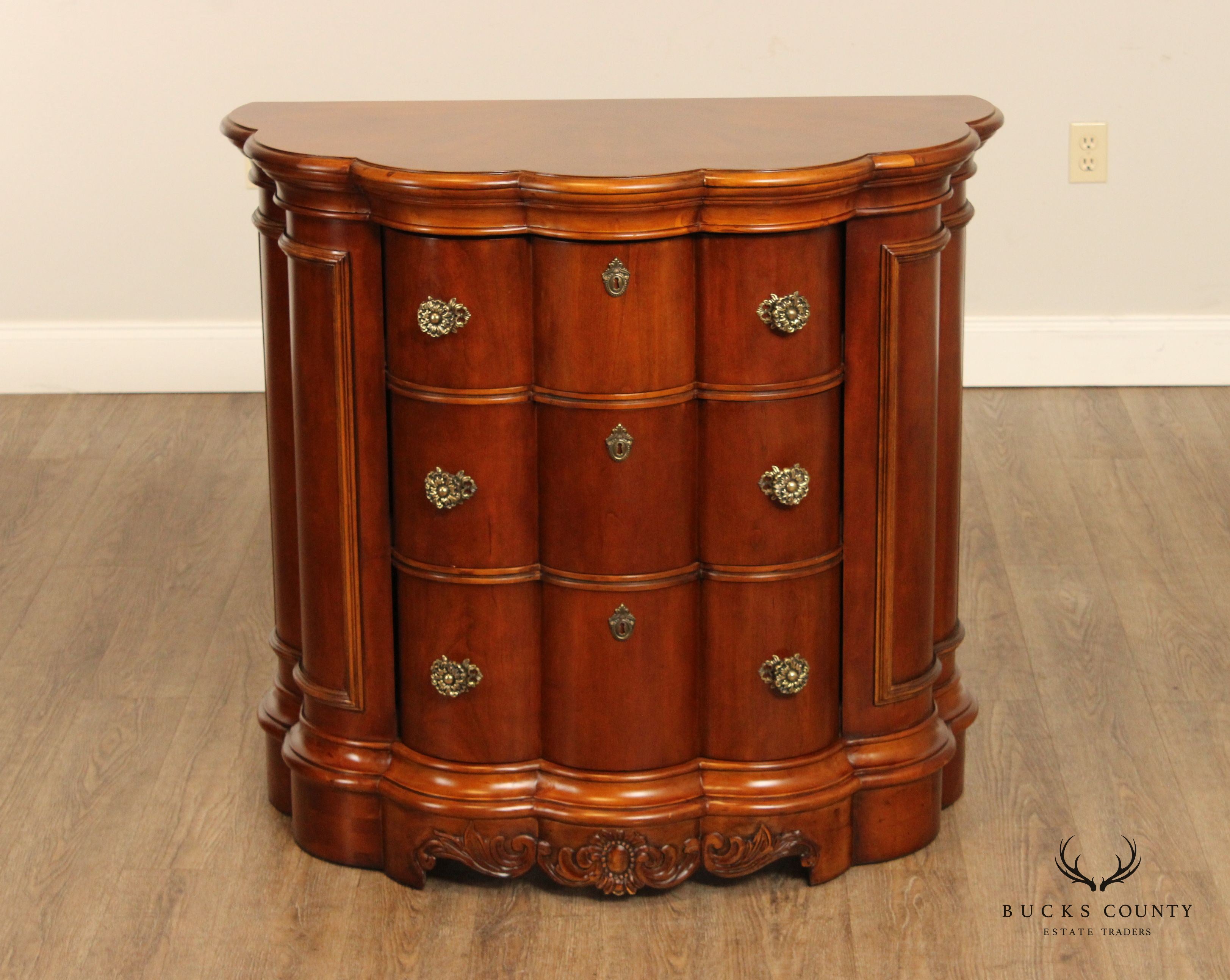 Pulaski Furniture Edwardian Style Cherry Demilune Chest of Drawers