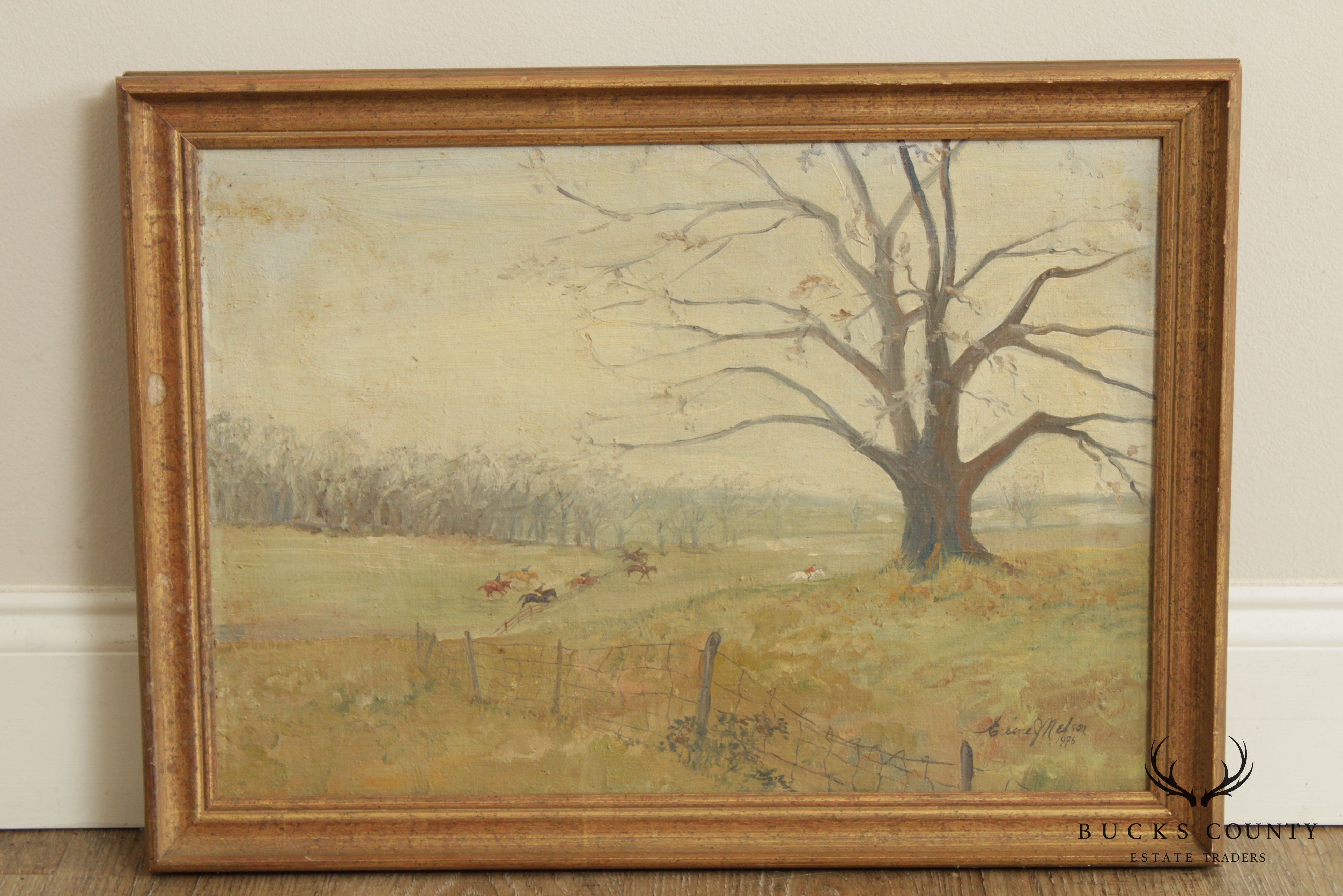 Erlene J. Nelson Vintage Pasture Landscape Painting