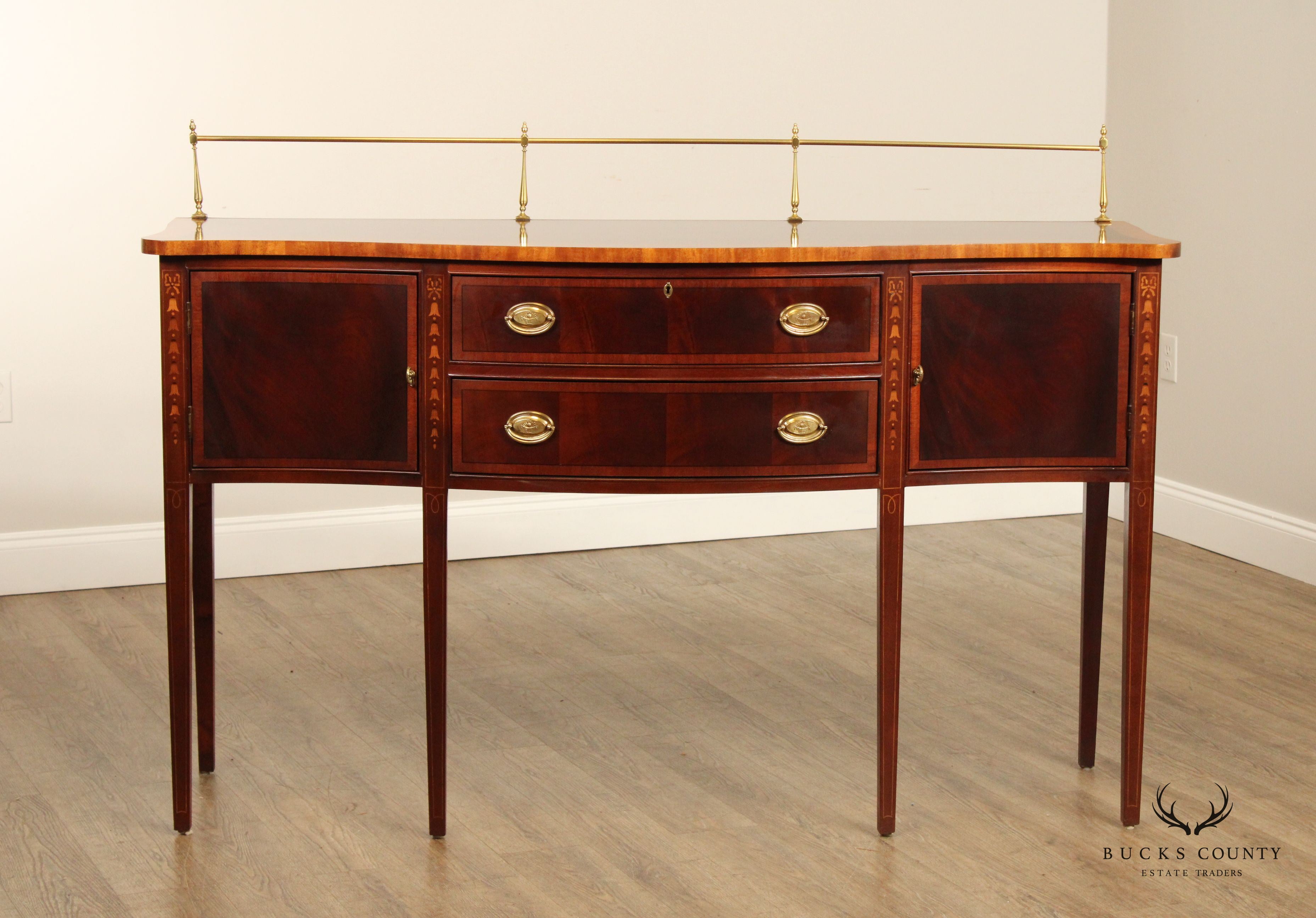 ETHAN ALLEN 18TH CENTURY COLLECTION HEPPLEWHITE STYLE MAHOGANY INLAID SIDEBOARD