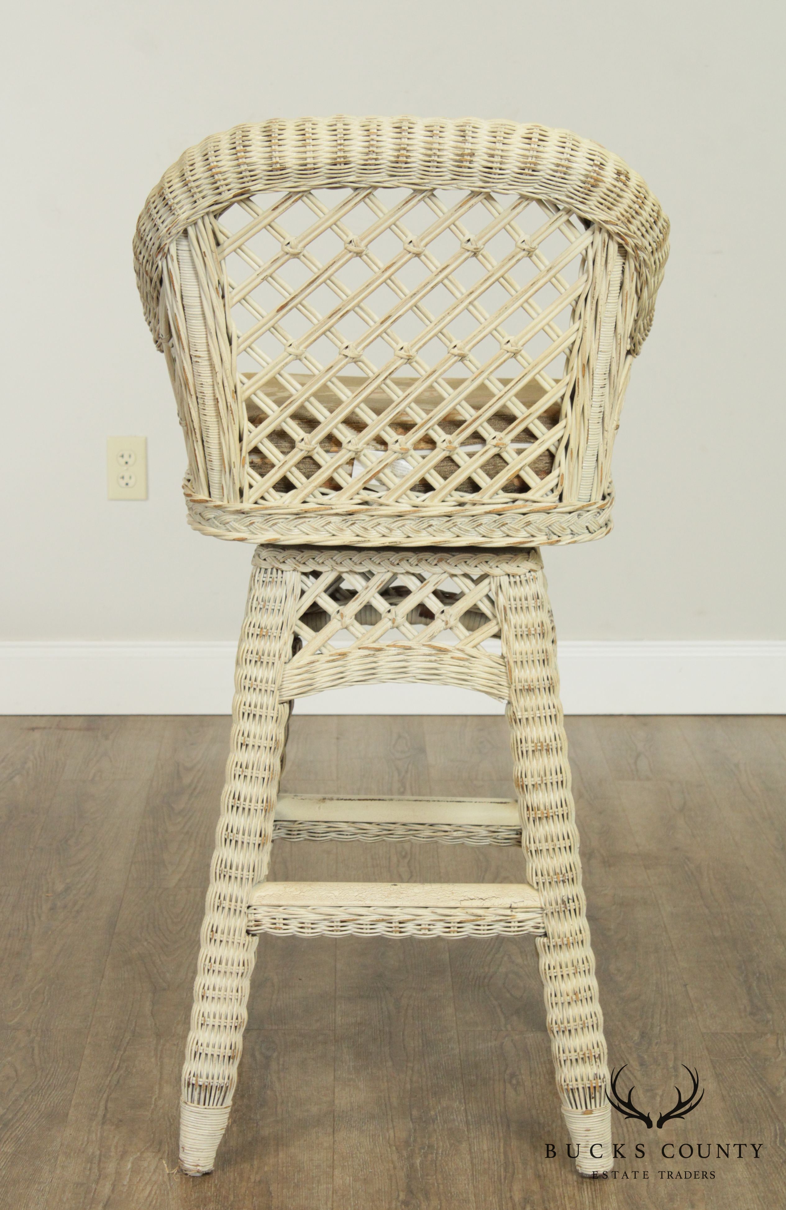 Lexington Pair Wicker Swivel Bar Stools