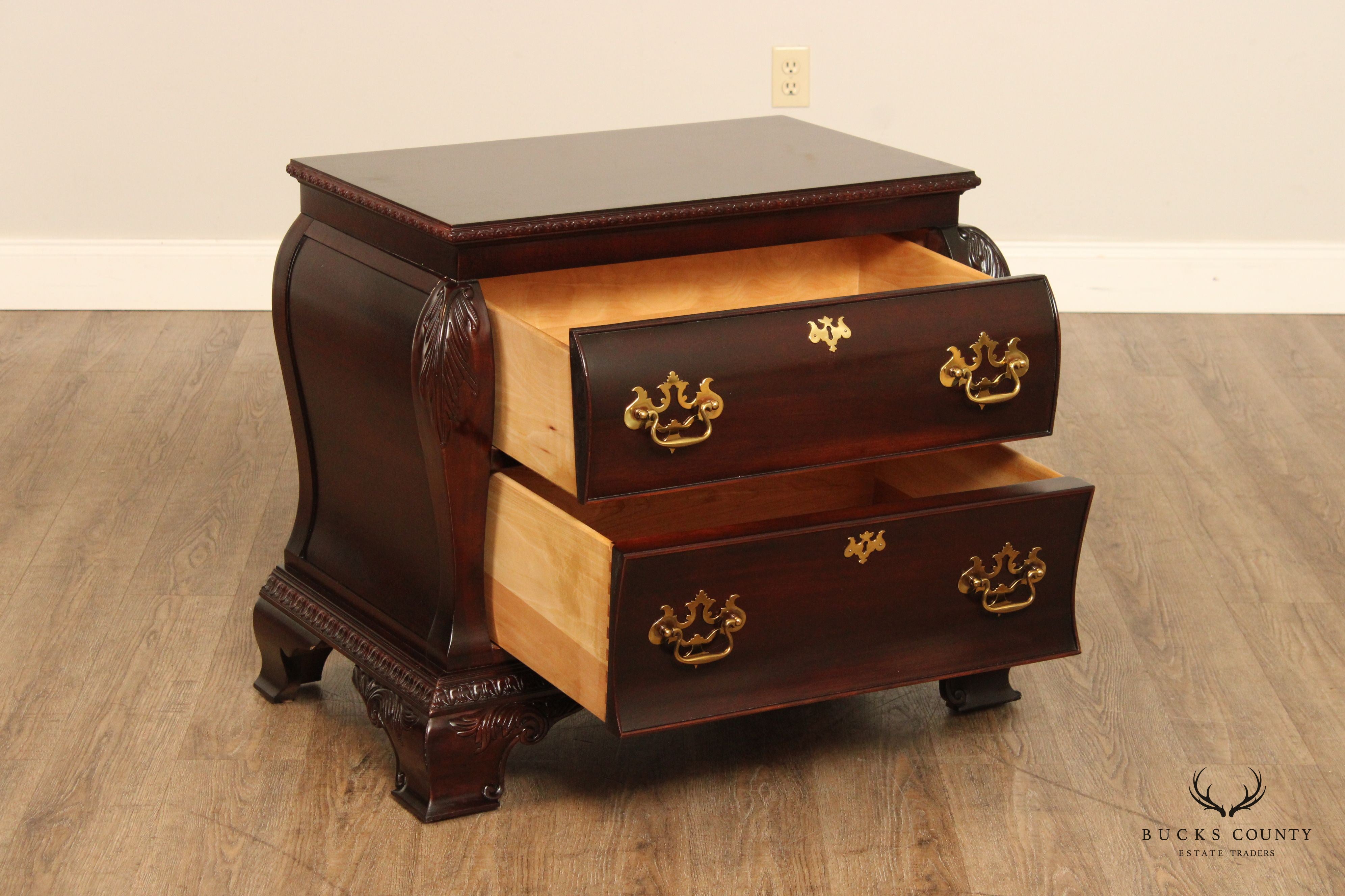 Century Furniture Rococo Style Pair of Mahogany Nightstands