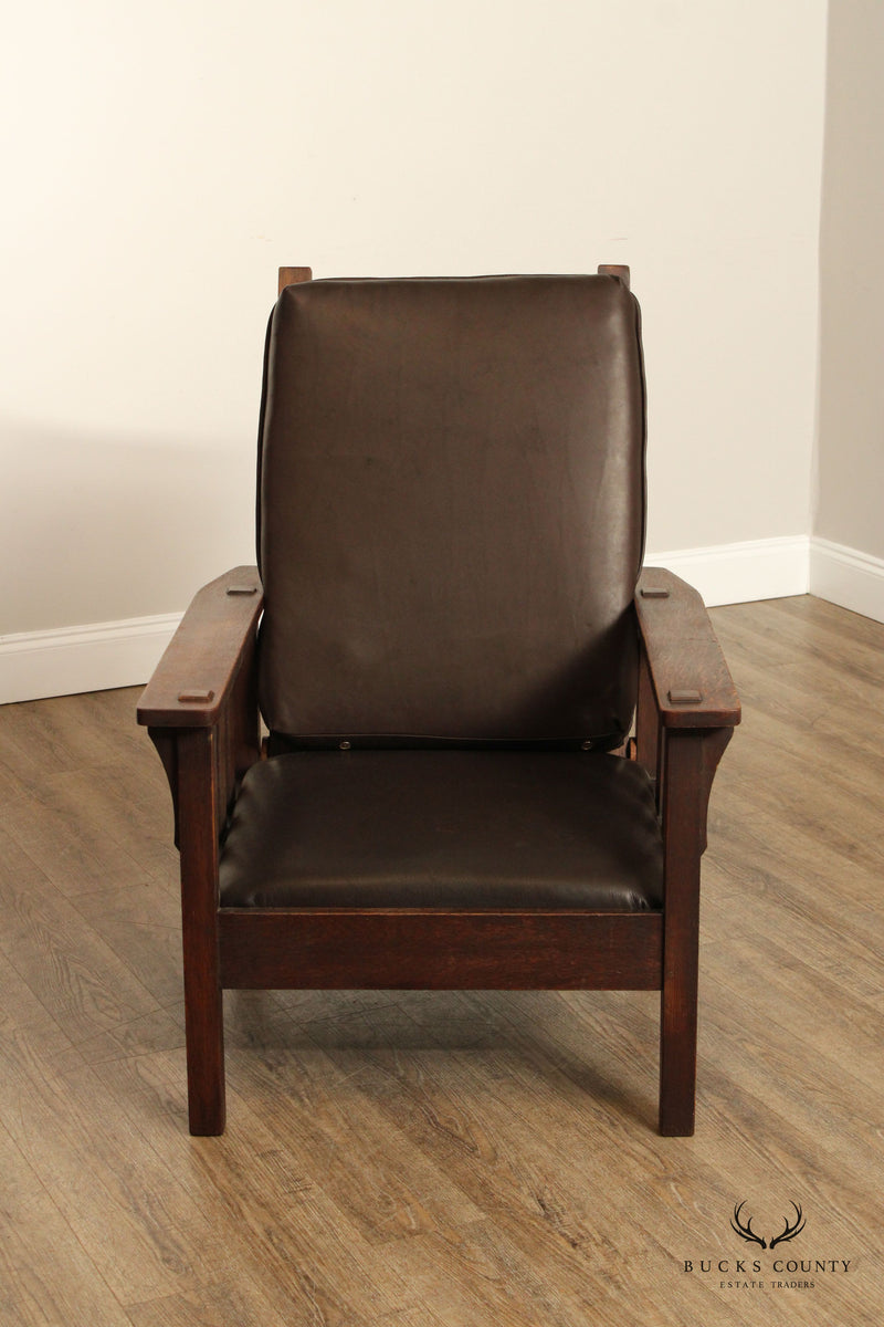 Antique Mission Oak and Leather Morris Chair