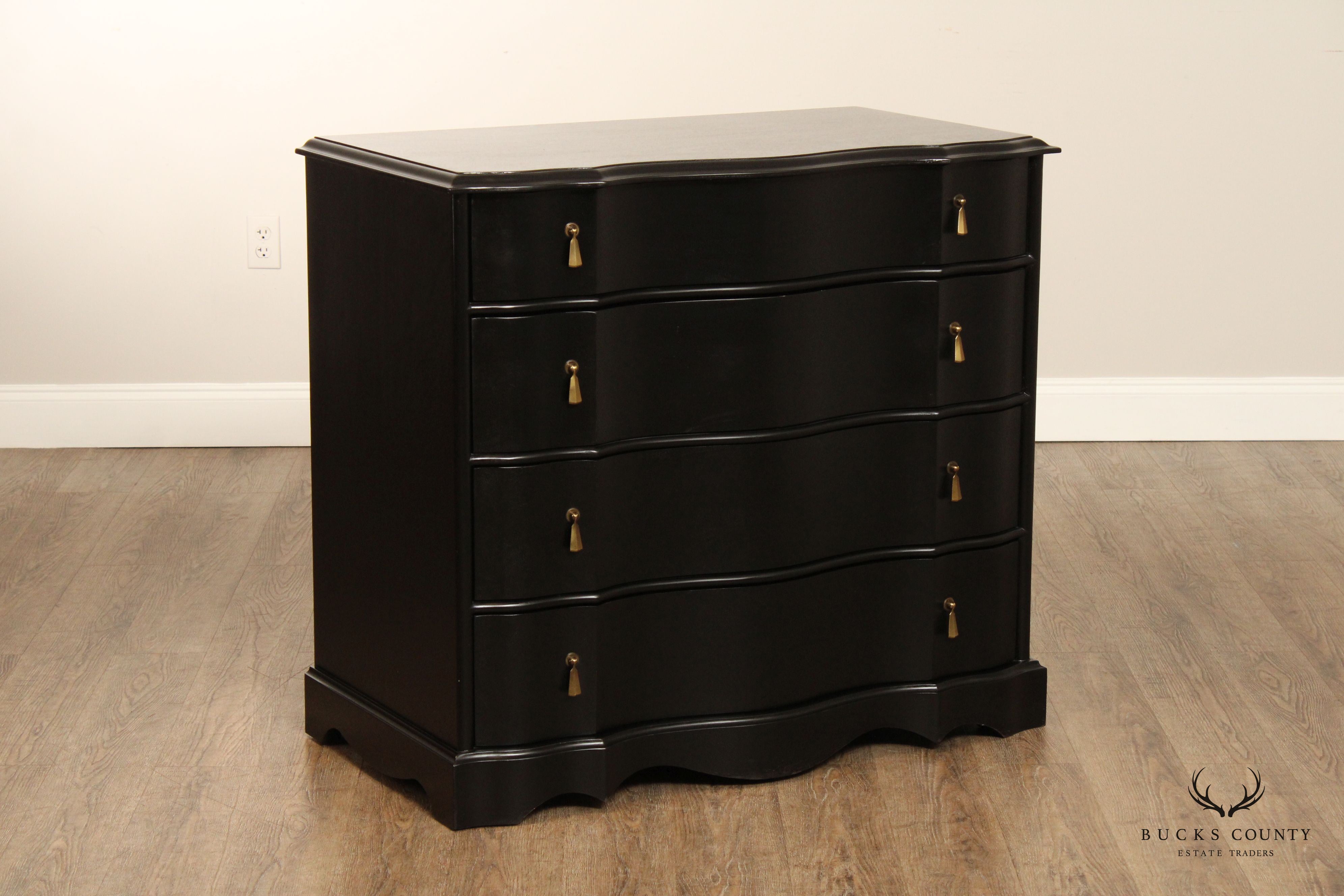 Restoration Hardware Pair of Black 'Jolie' Chests of Drawers