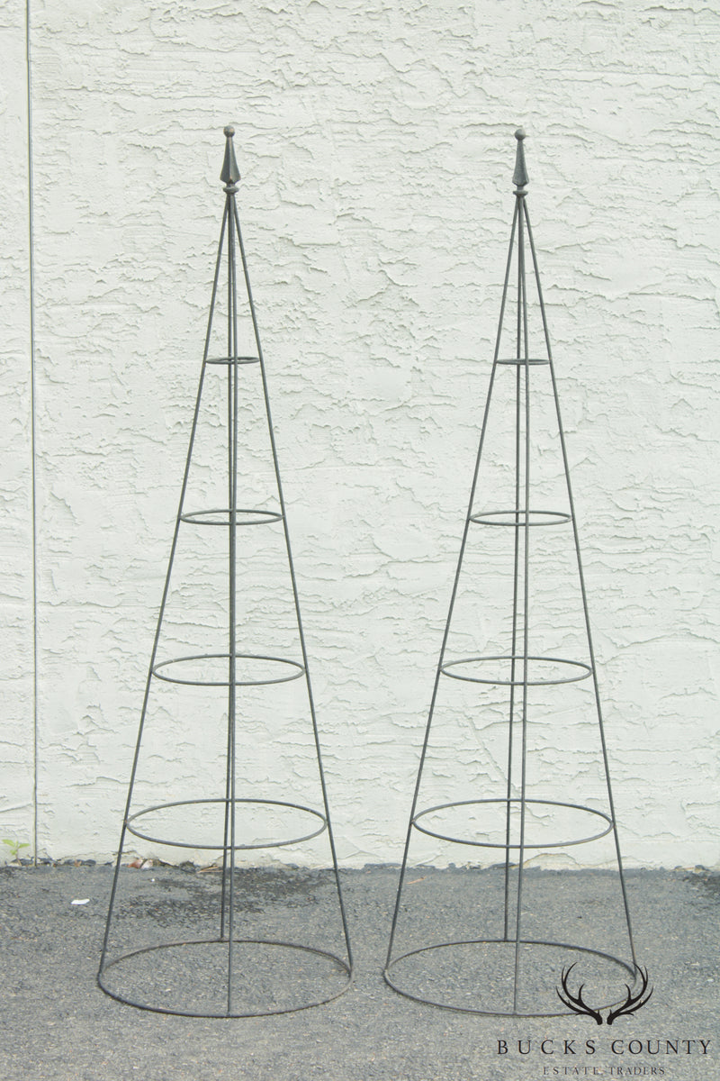 Vintage Pair of Iron Garden Obelisk