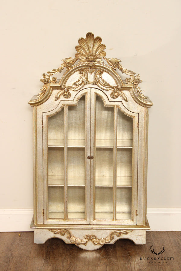 Italian Rococo Style Silver Painted Wall Hanging Cabinet