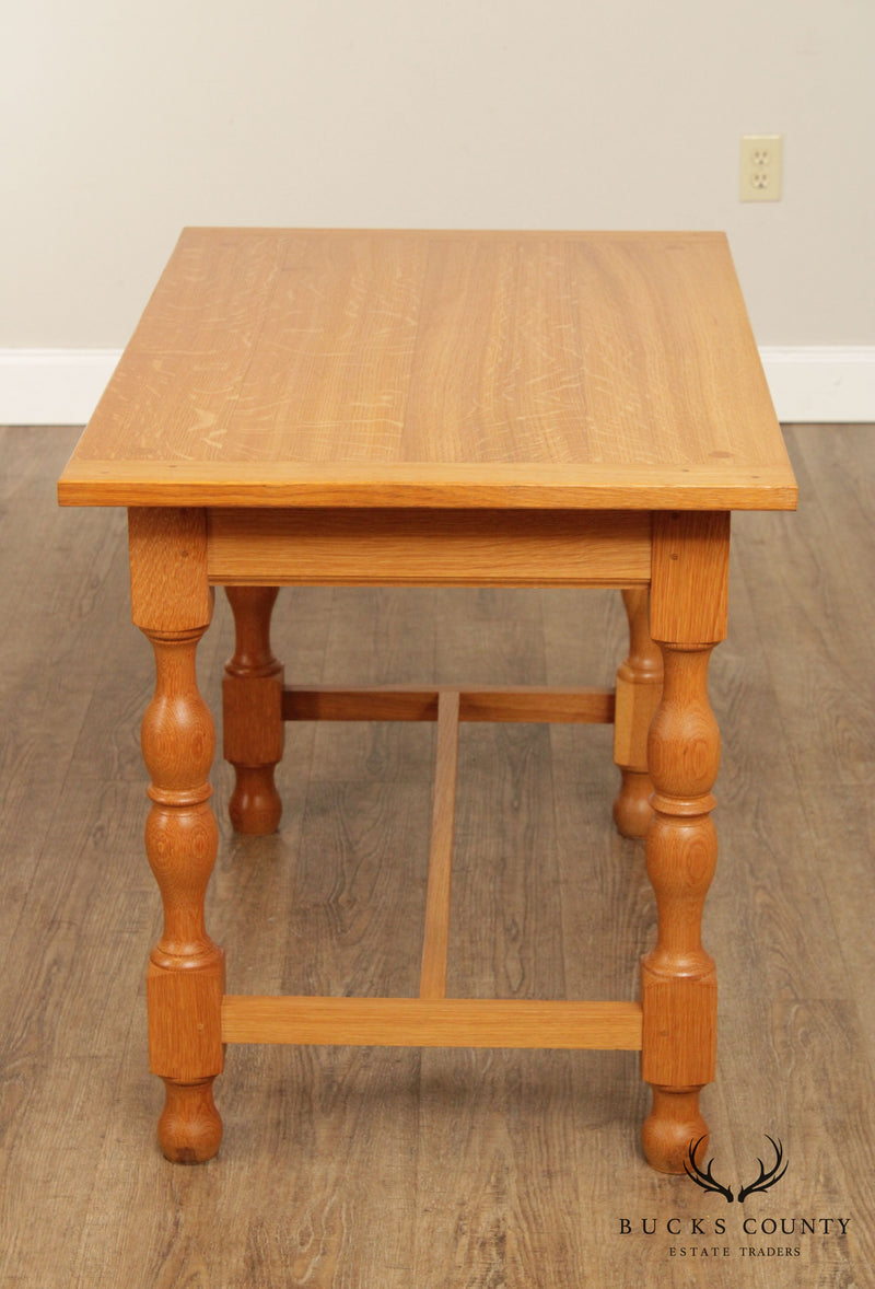 Vintage Custom Crafted Oak Trestle Table