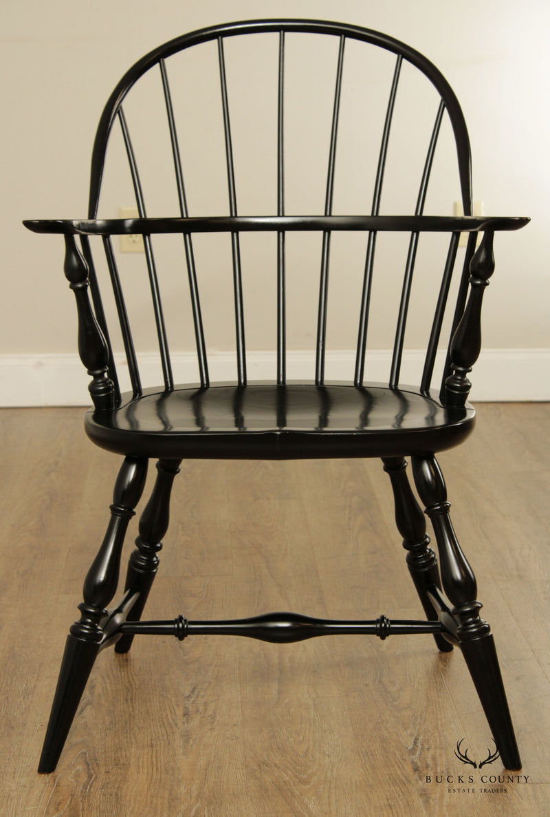 Duckloe & Bros Vintage Colonial Style Black Painted Windsor Armchair