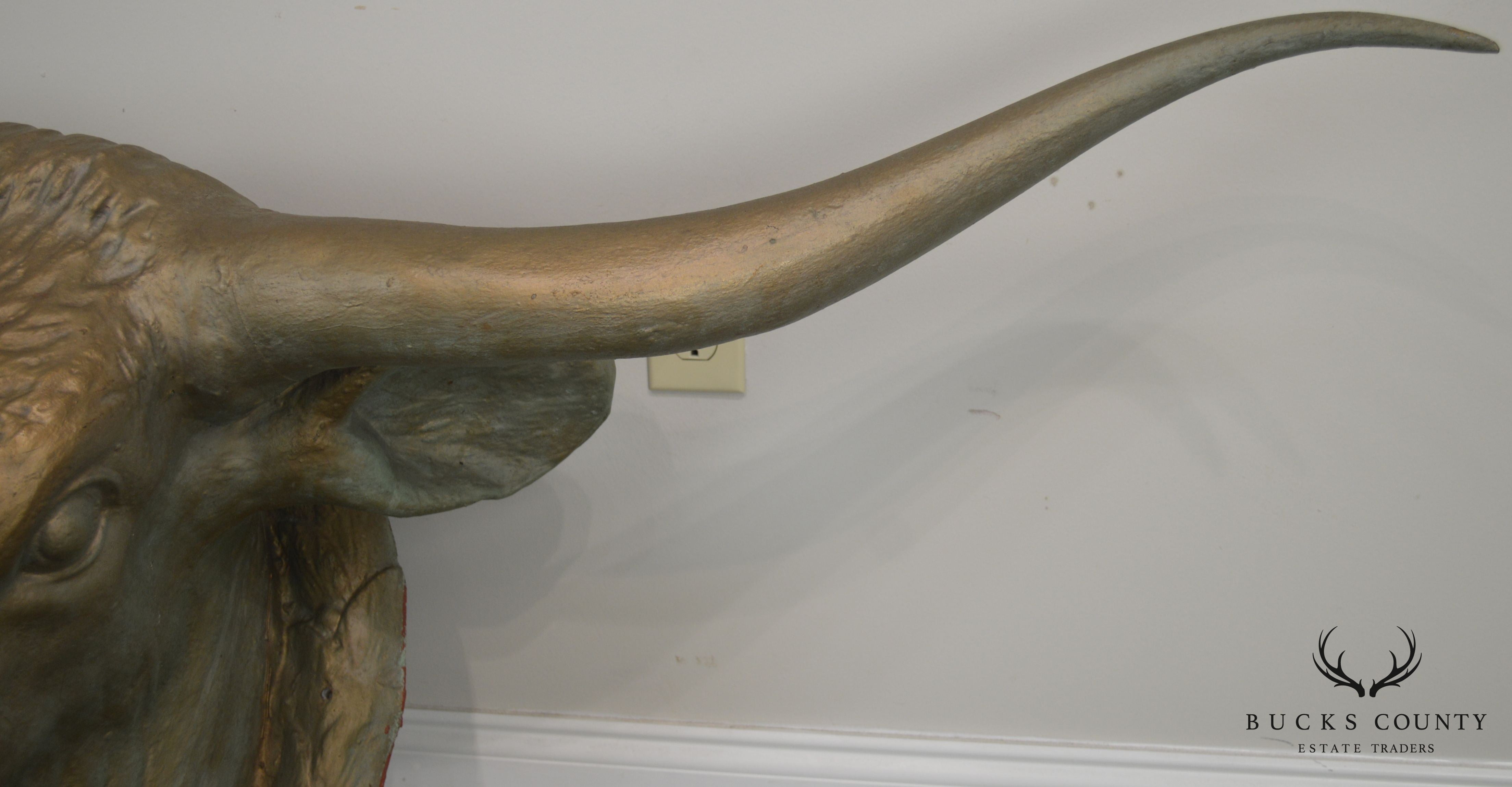 1960's Vintage Life Size Fiberglass Bull Head Wall Mount