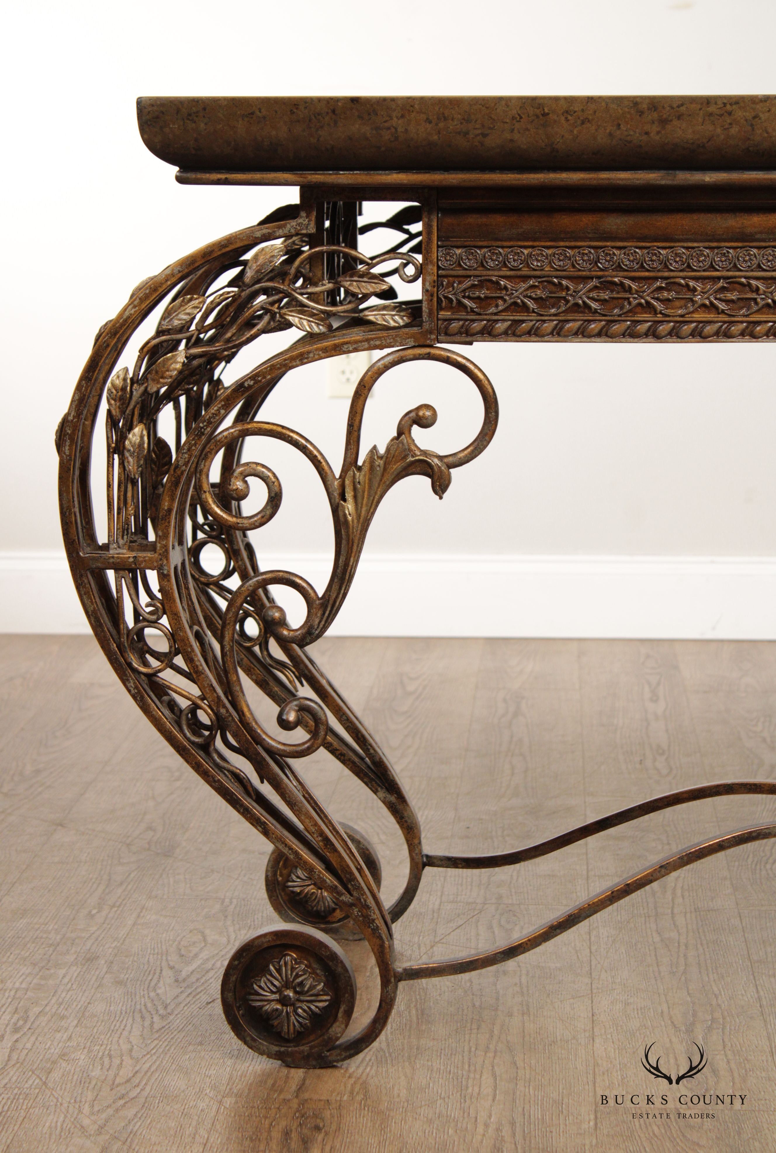 French Louis XV Style Wrought Iron Console Table