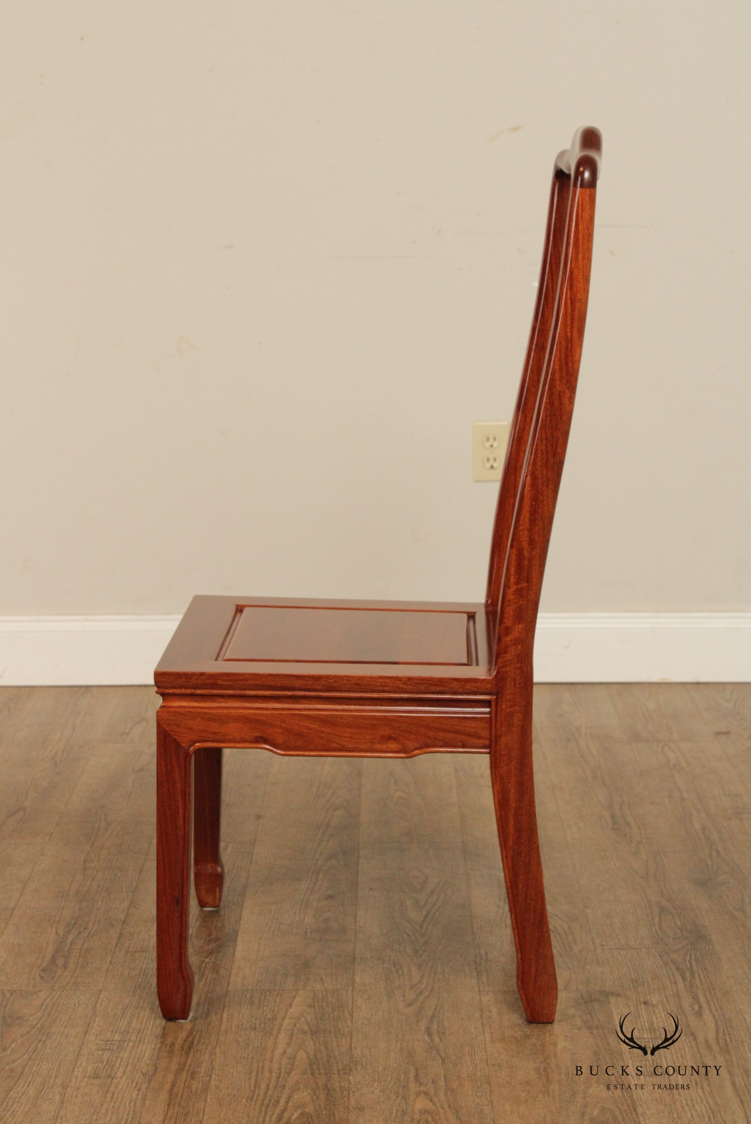 Vintage Chinese Rosewood Set of Ten Yoke Back Dining Chairs