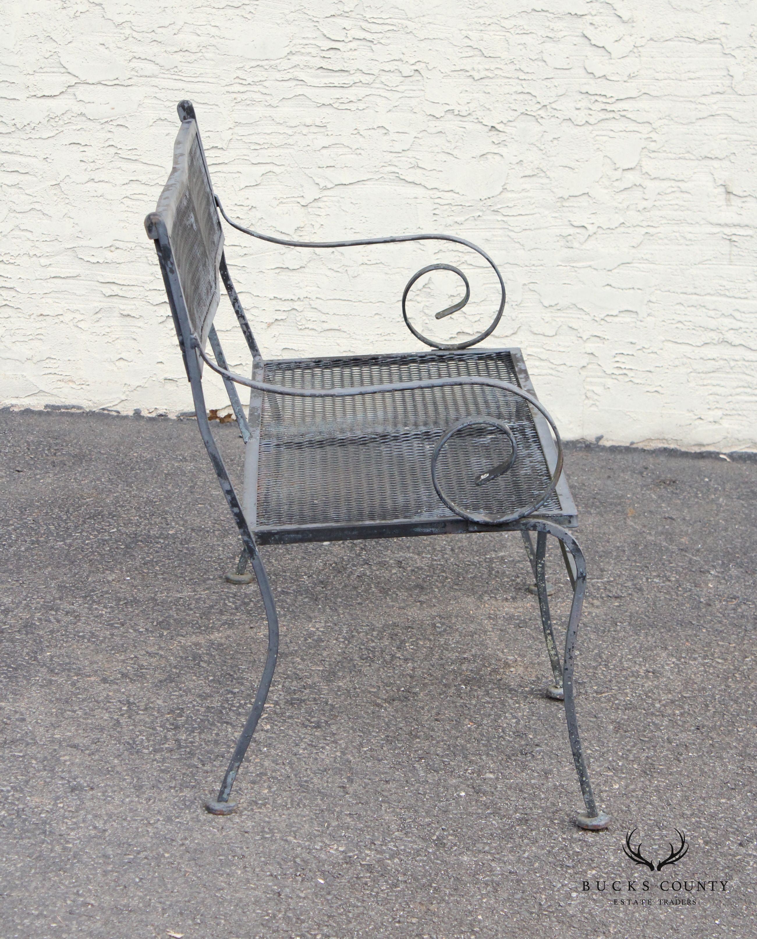 Vintage Wrought Iron Outdoor Garden Bench