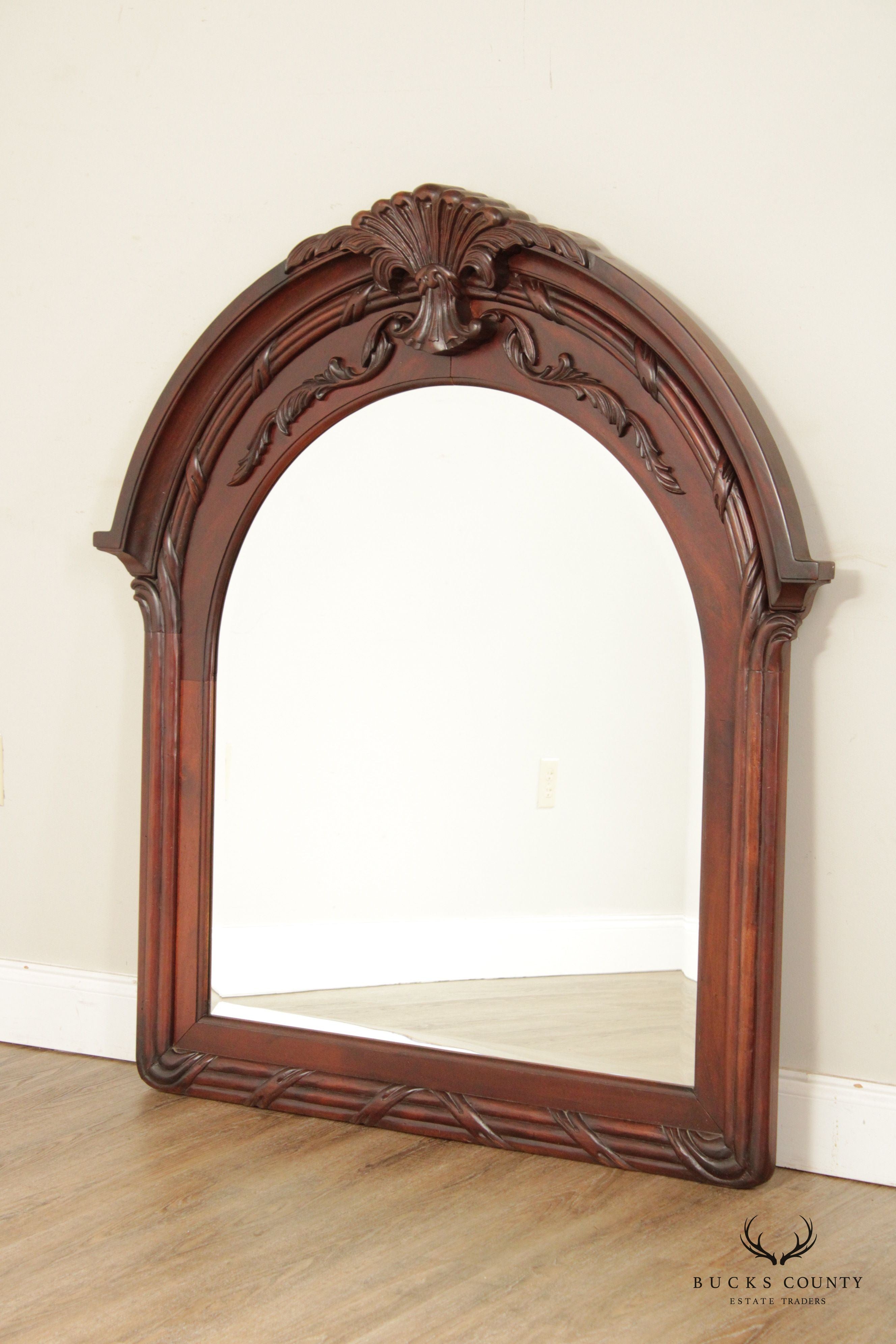 Carved Mahogany Arched Wall Mirror