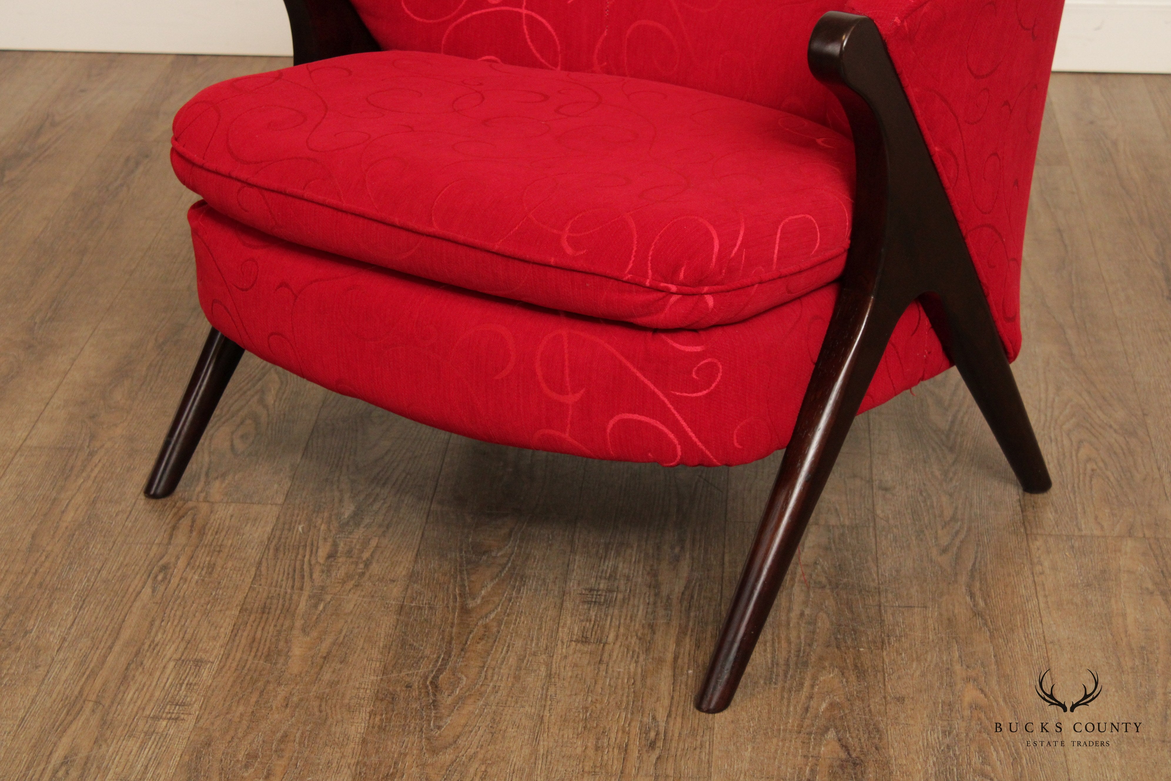 Modern Style Custom Upholstered Red Club Chair