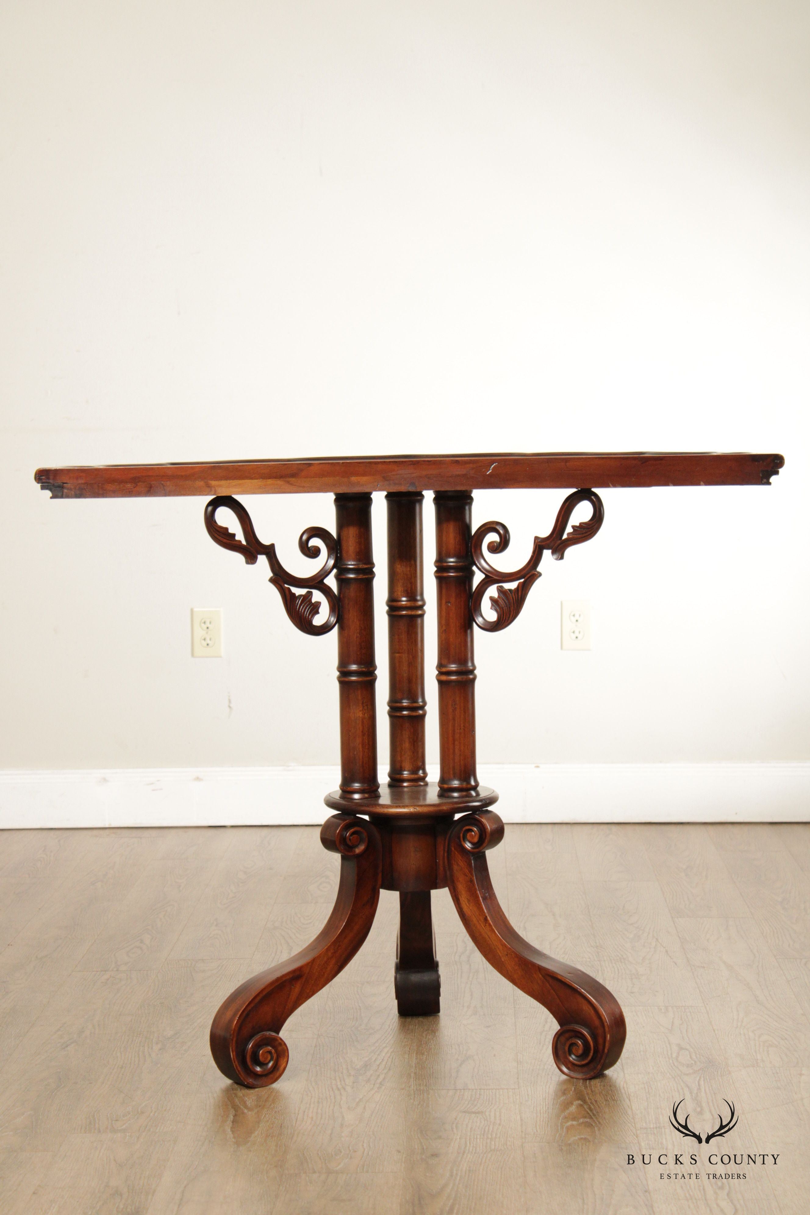 Georgian Style Mahogany Scalloped Edge Demilune Table