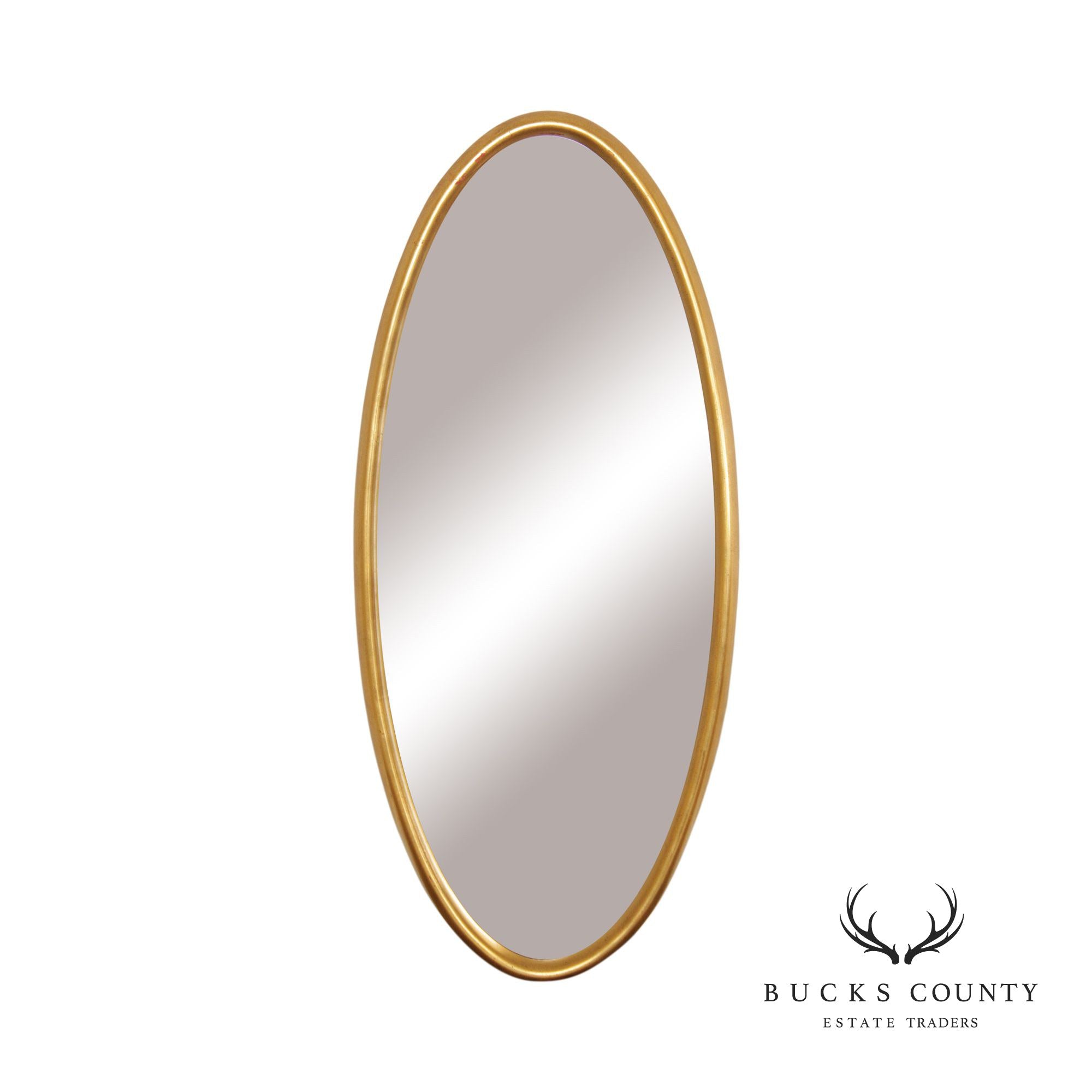 Mid Century Modern Giltwood Oval Wall Mirror