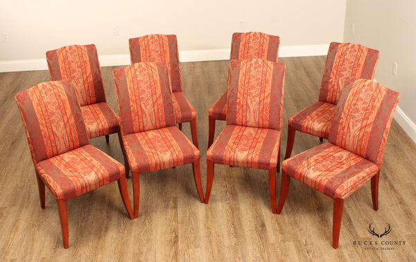 Keilhauer Traditional Set of Eight Upholstered Parsons Dining Chairs