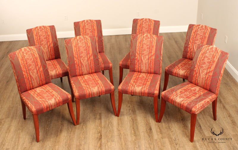 Keilhauer Traditional Set of Eight Upholstered Parsons Dining Chairs