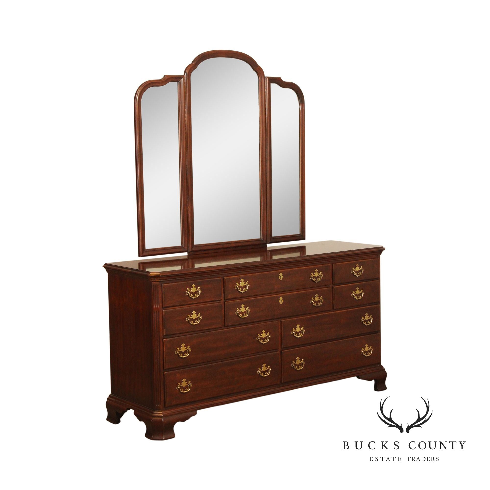 Drexel Heritage Vintage Cherry Dresser with Mirror