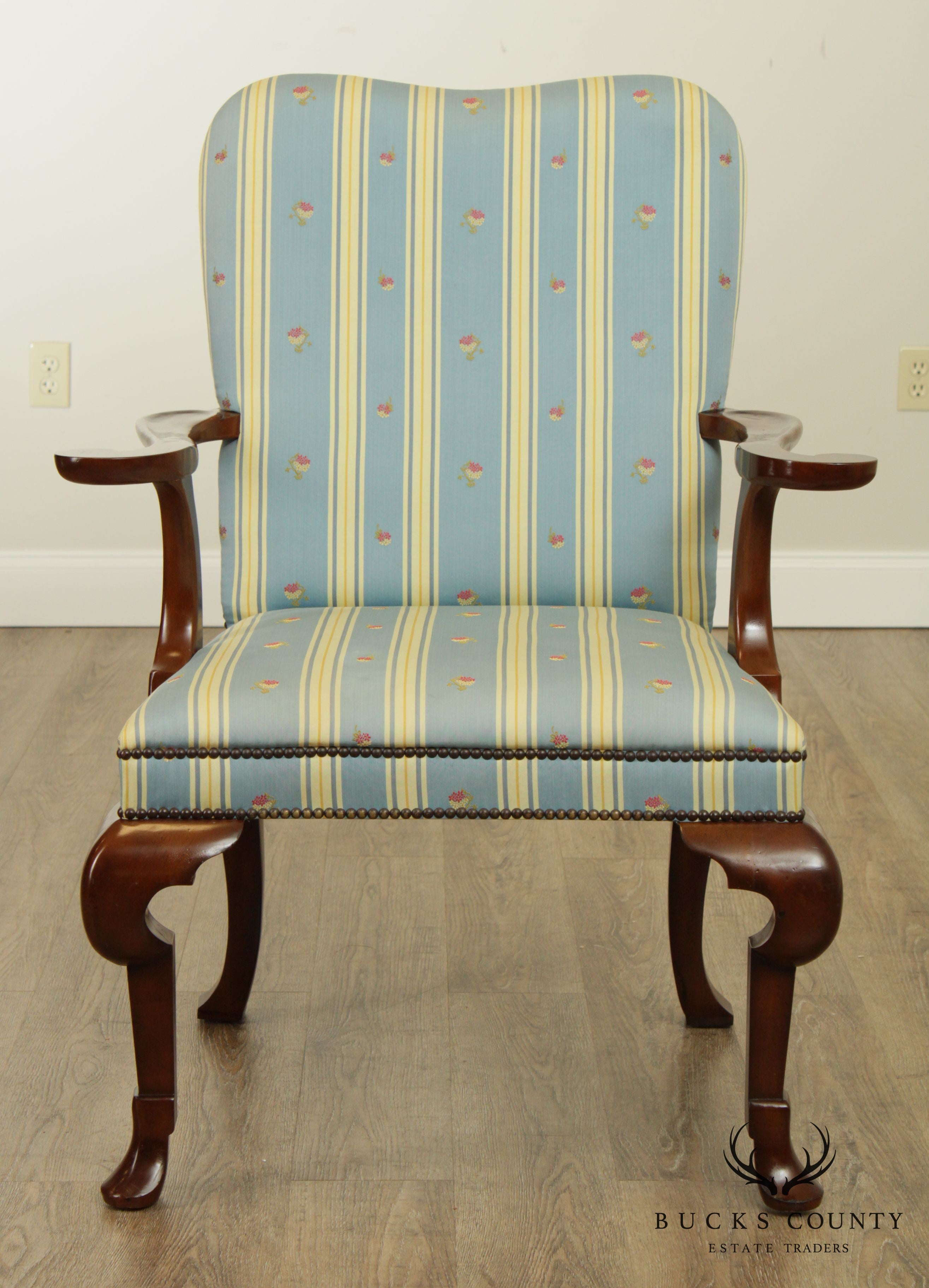 Baker Queen Anne Style Mahogany Armchair