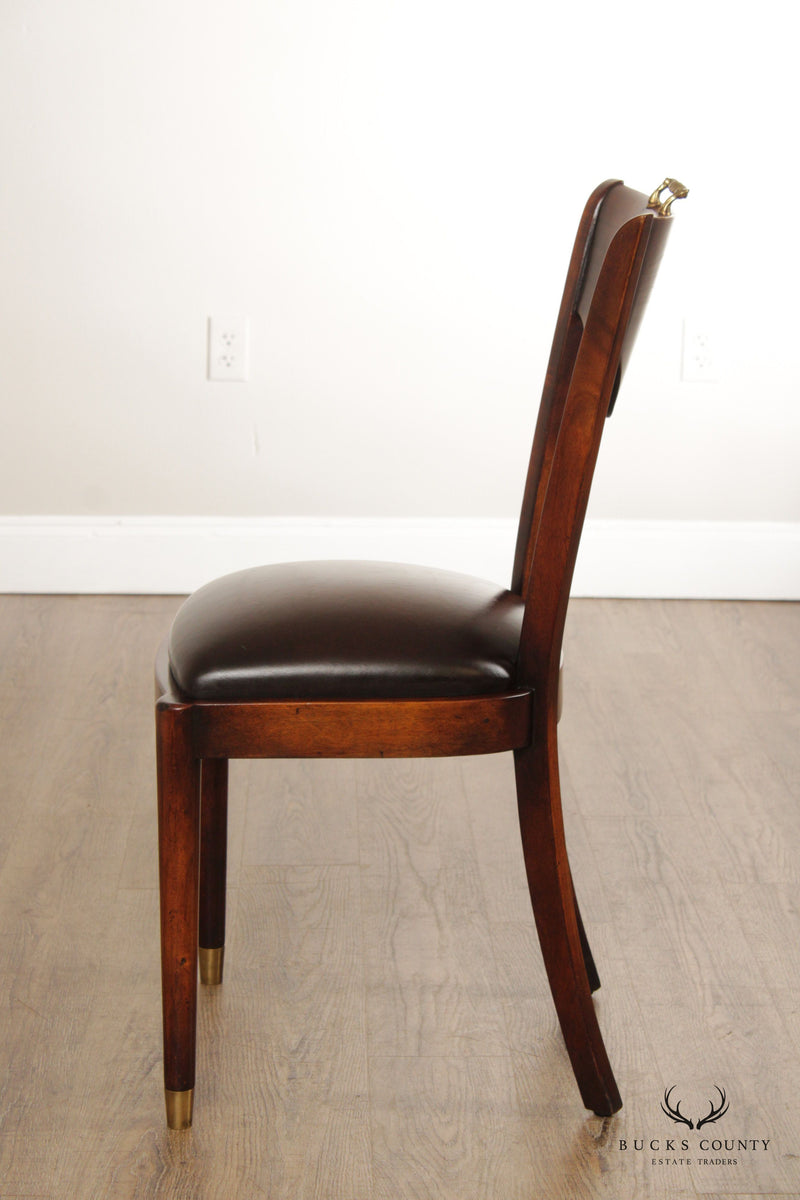 Regency Style Wood and Leather Side Chair