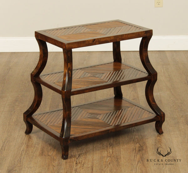Quality Three-Tier Curved Etagere Side Table