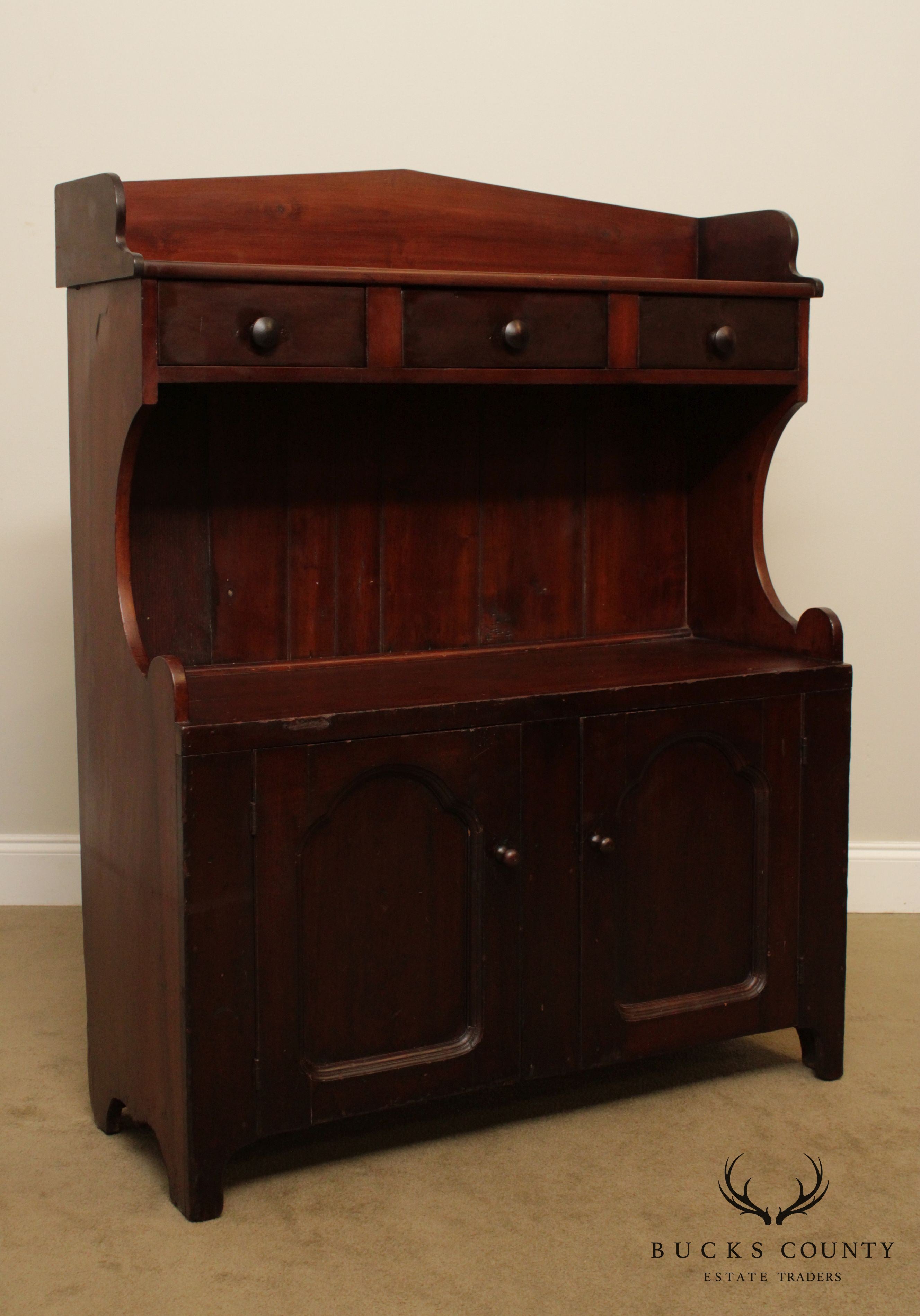 Antique American Pine Bucket Bench