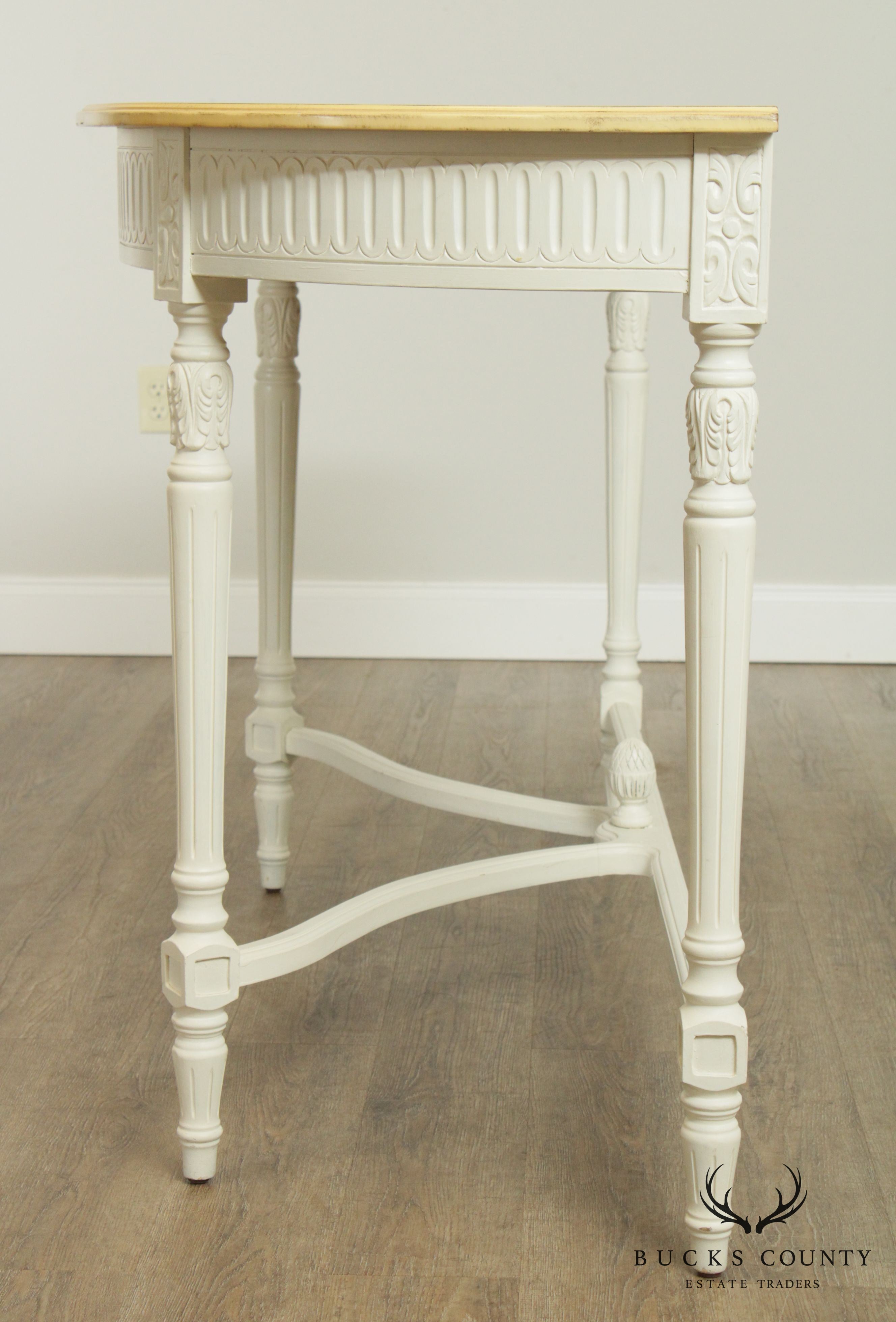 French Louis XVI Style Painted Demilune Console Table (B)