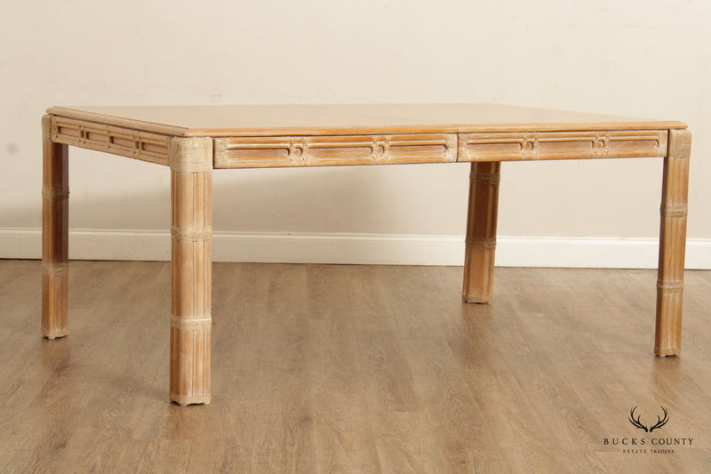 Vintage Hollywood Regency Expandable Bamboo Parsons Dining Table