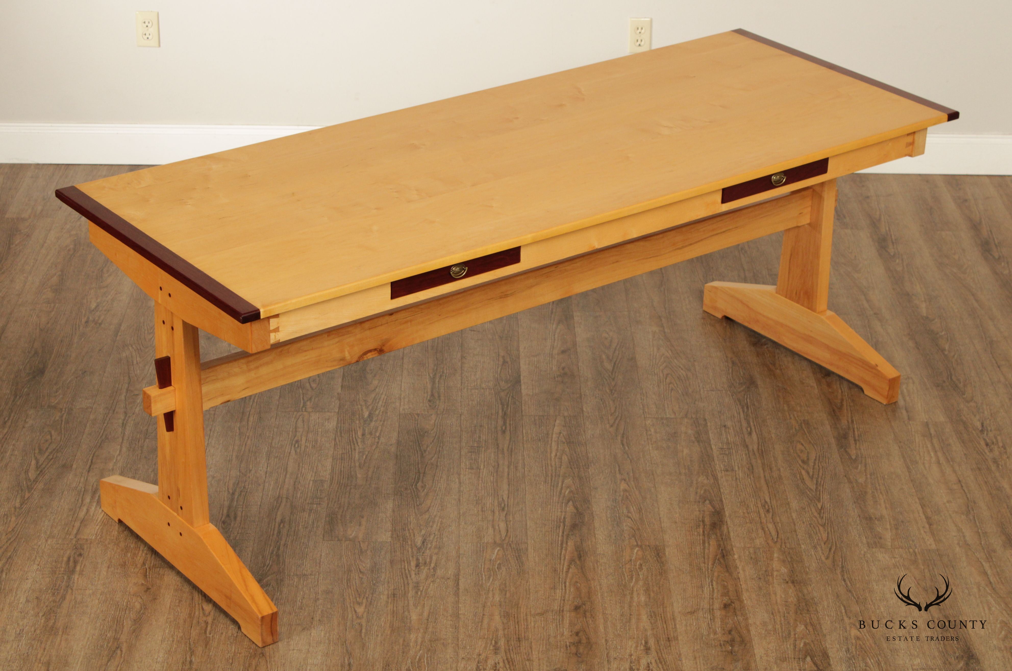 Custom Quality Maple Trestle Library Table Partner's Desk