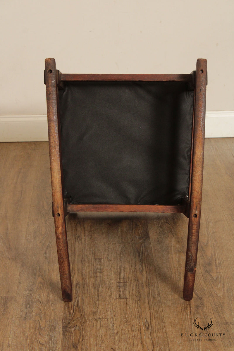 Antique Mission Oak And Leather Armless Rocker