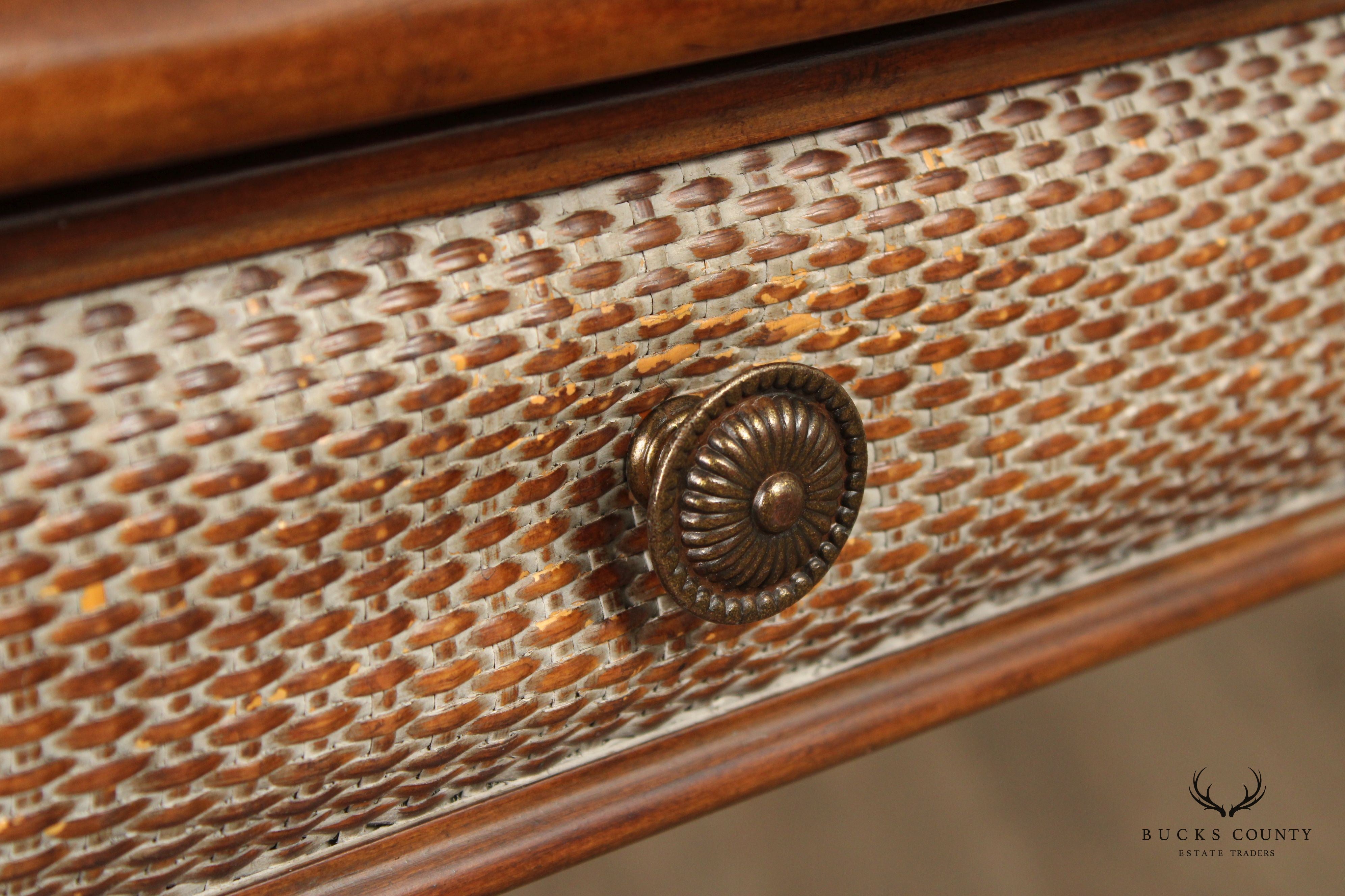 British Colonial Style Leather Top Writing Desk