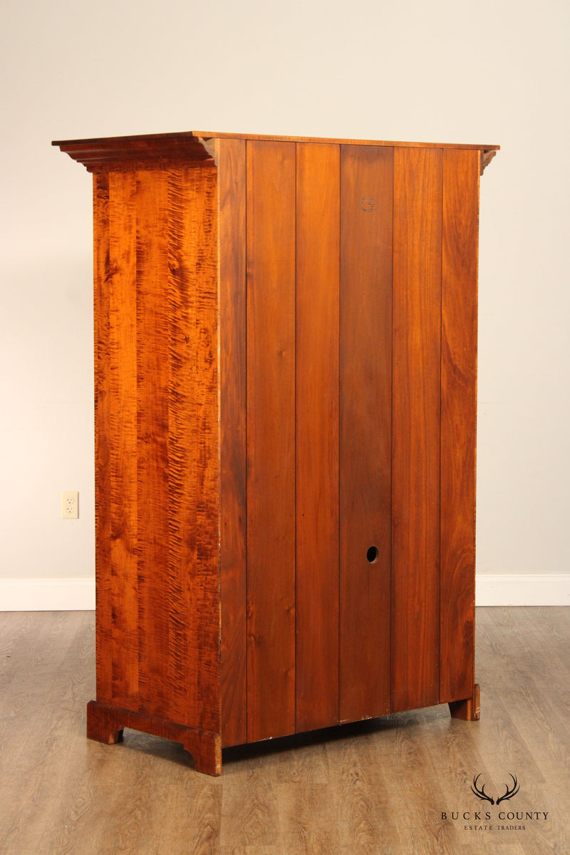JL Treharn Chippendale Style Tiger Maple Armoire