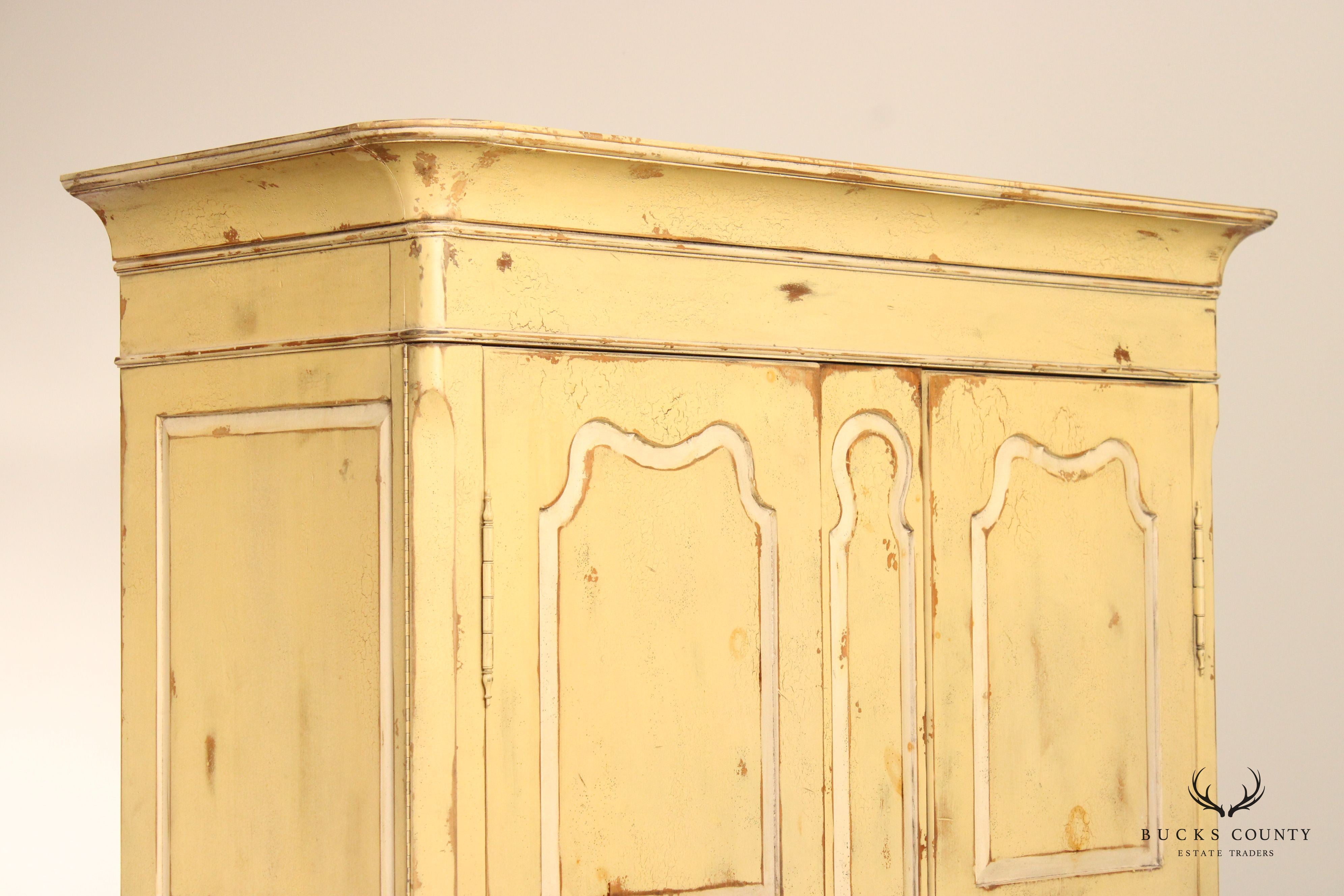 Habersham French Provincial Style Distress Painted Armoire