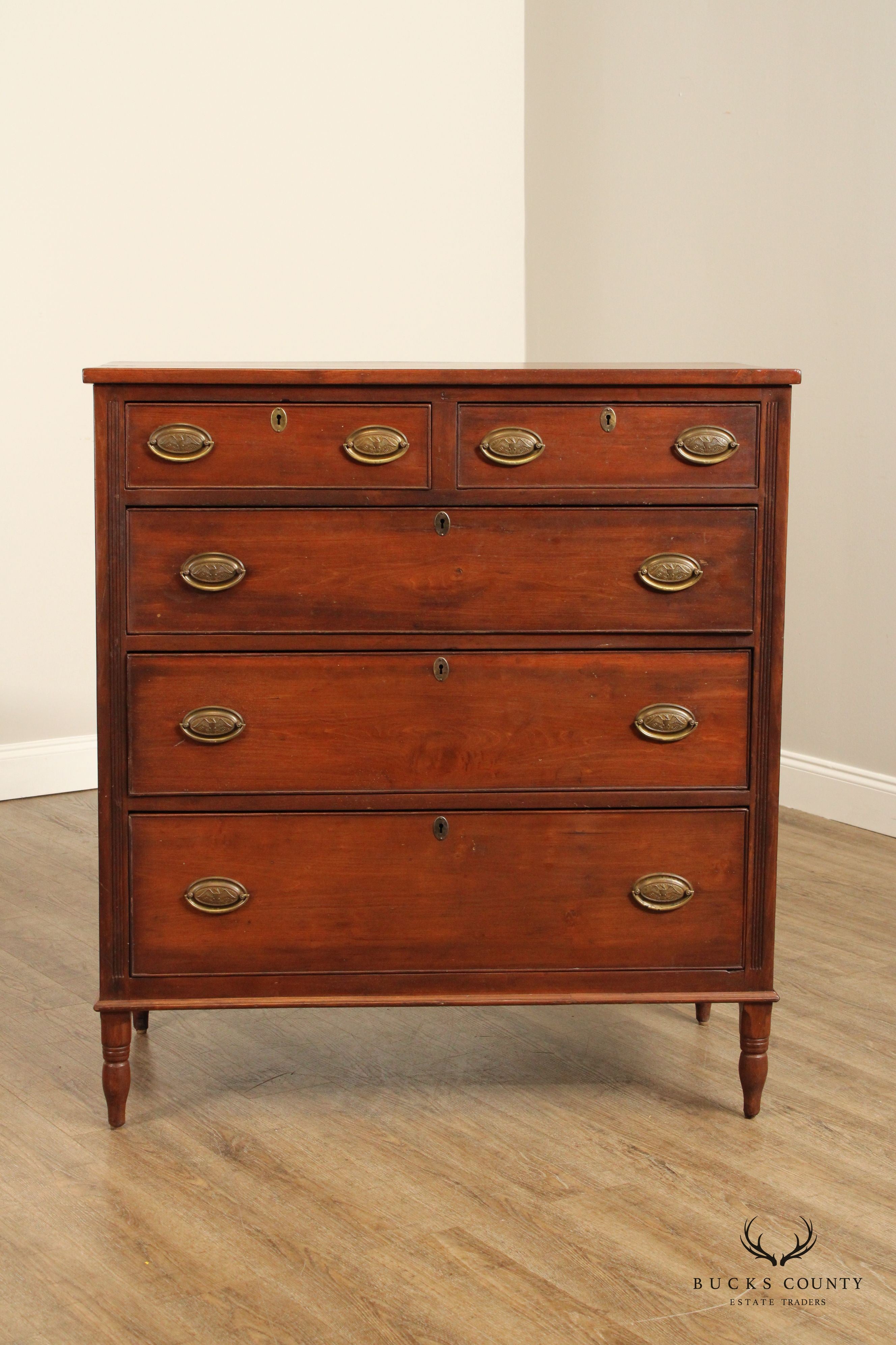 Antique Pennsylvania Sheraton Period Poplar Chest of Drawers