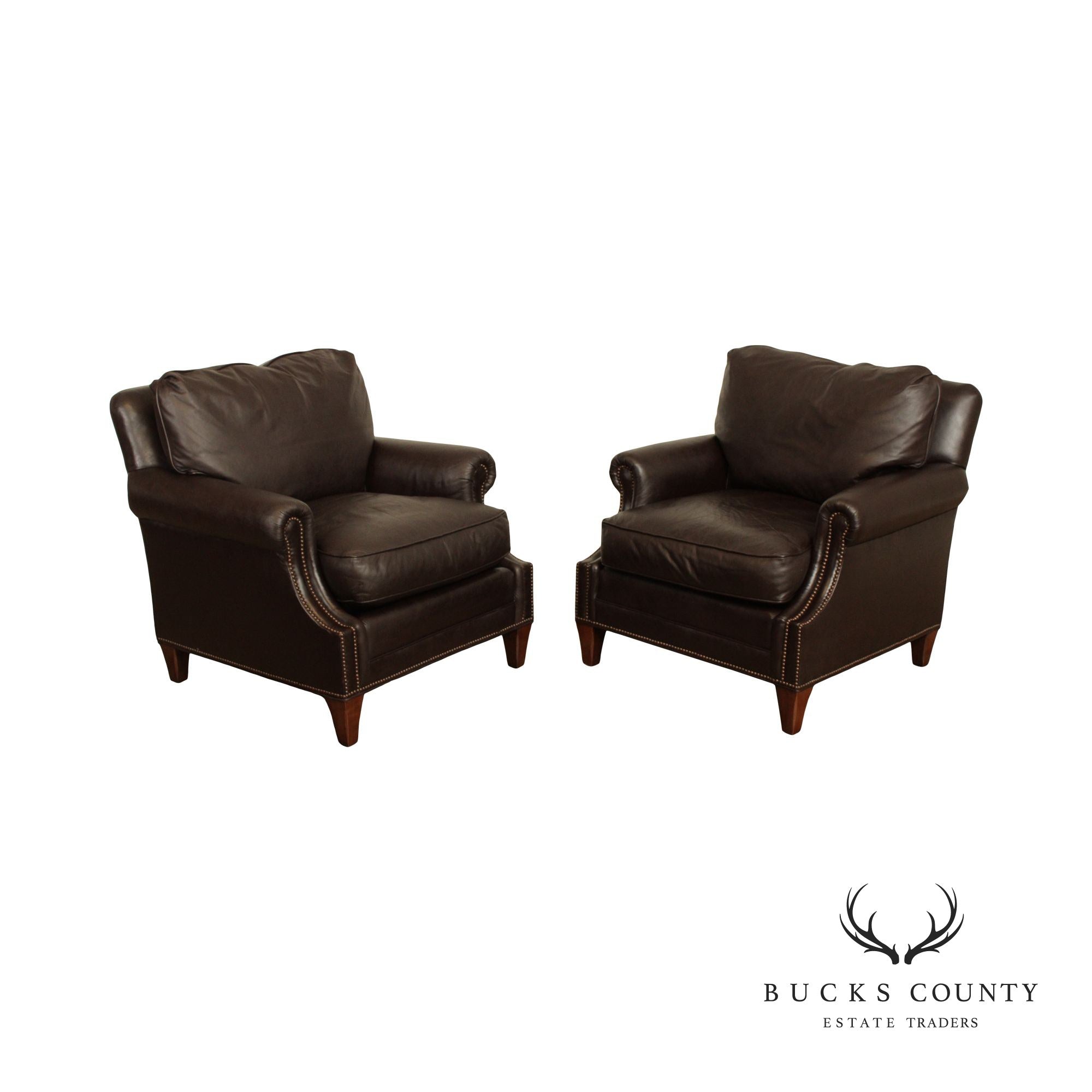 Baker Furniture Pair of Leather Lounge Chairs (C)